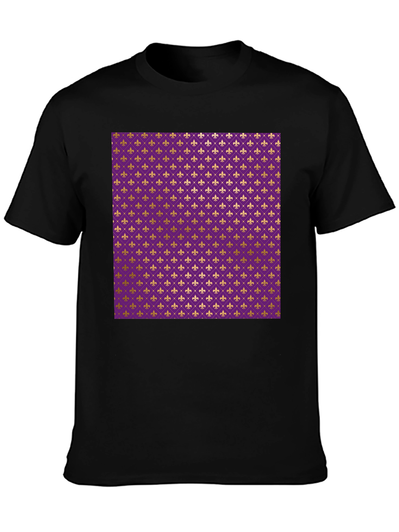 Black Fleur-de-lis Pattern T-Shirt view 3