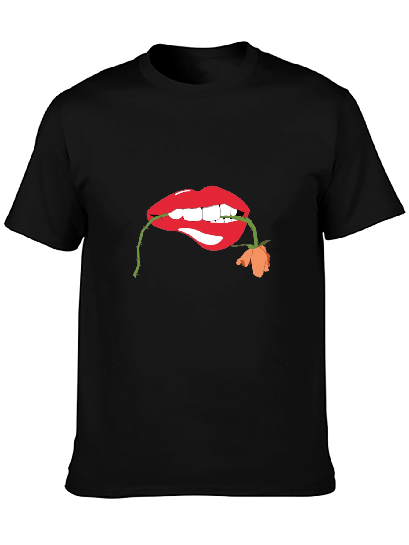Black Lips with Rose Graphic T-Shirt view 3