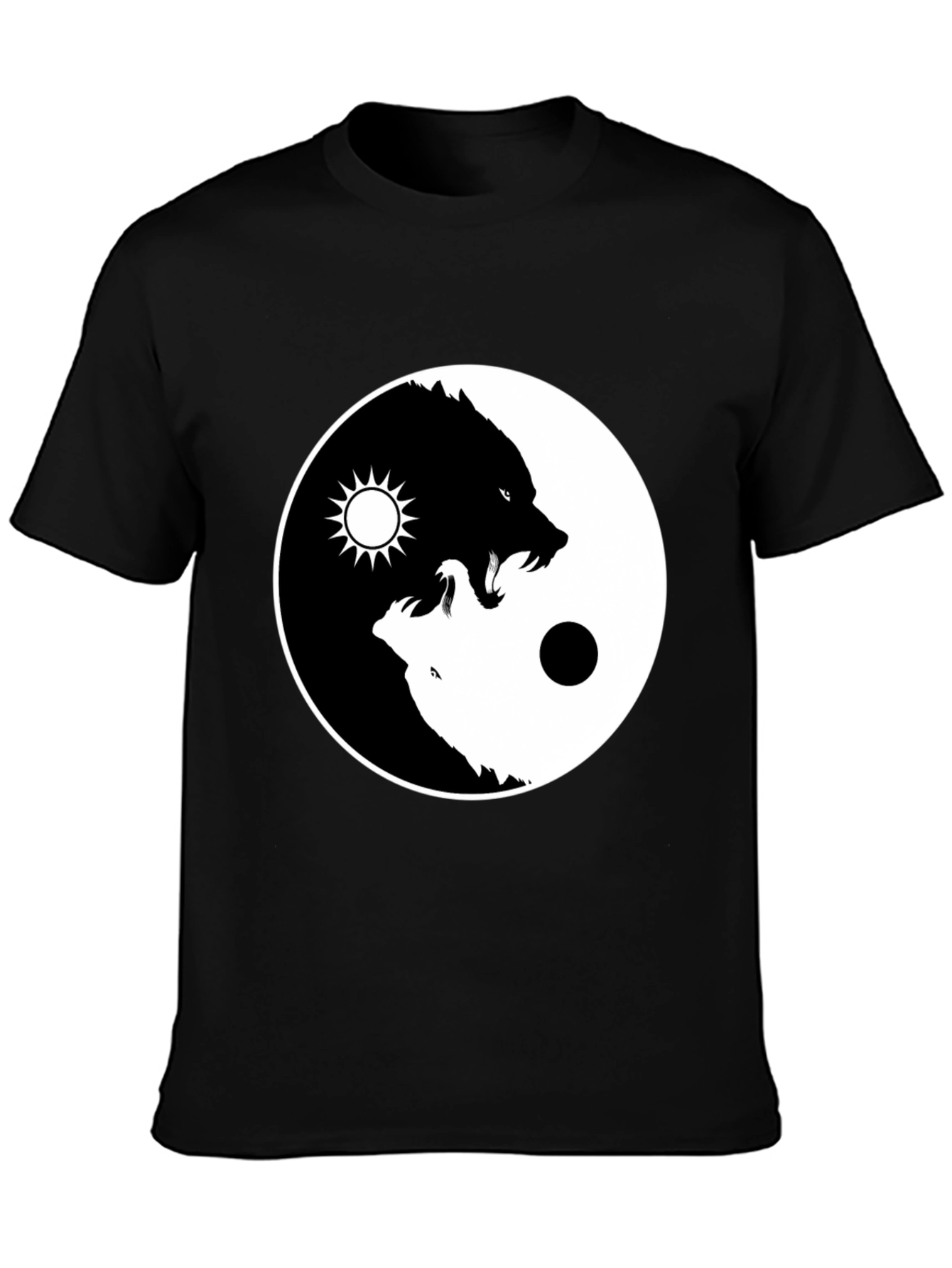 Black Yin Yang Wolf Graphic Tee - Balance Design view 3