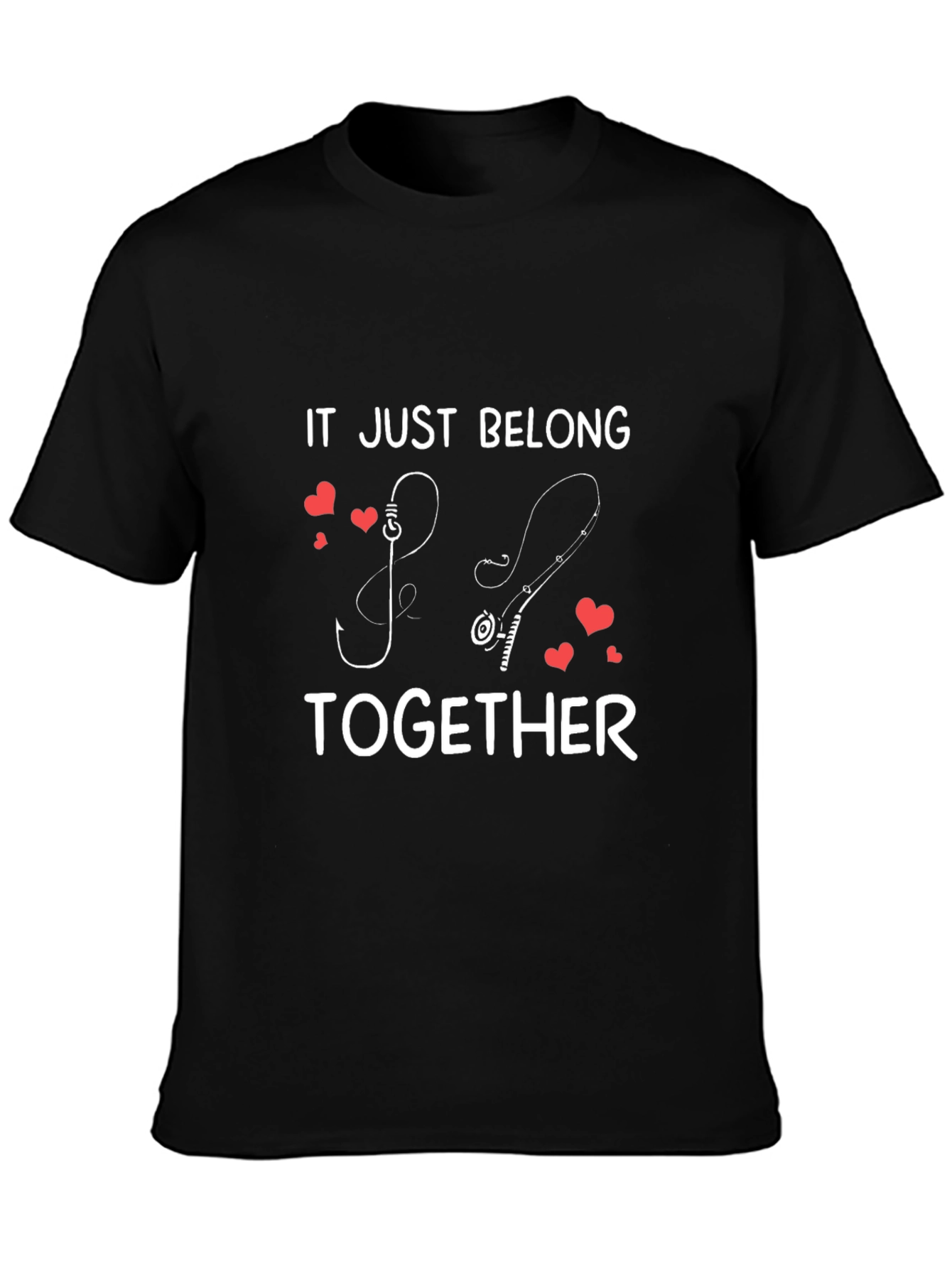 Black Fishing Hook Together T-Shirt - Love & Angling Tee view 3