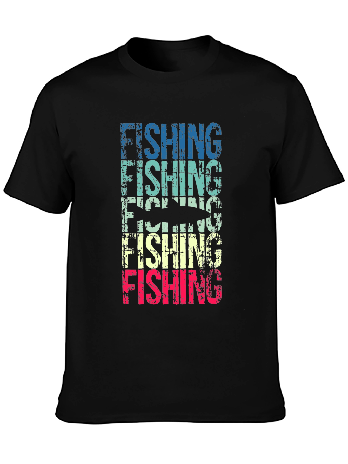 Black Retro Fishing T-Shirt view 3
