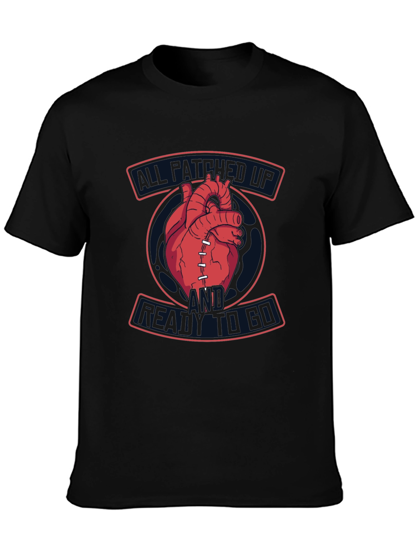 Black All Patched Up Anatomical Heart Graphic Tee view 3