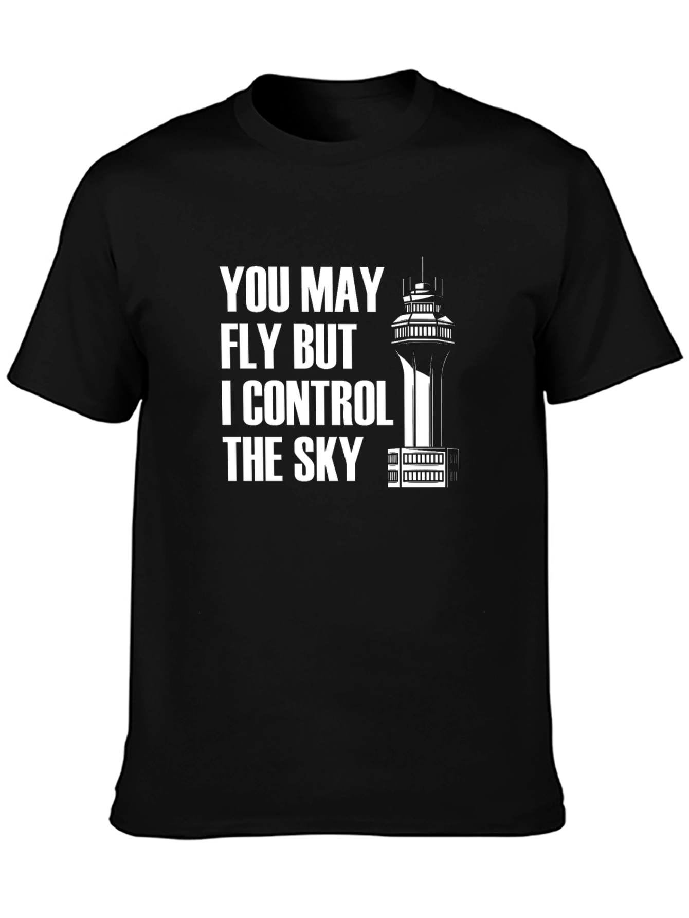 Black Air Traffic Controller T-Shirt - Control The Sky Tee view 3