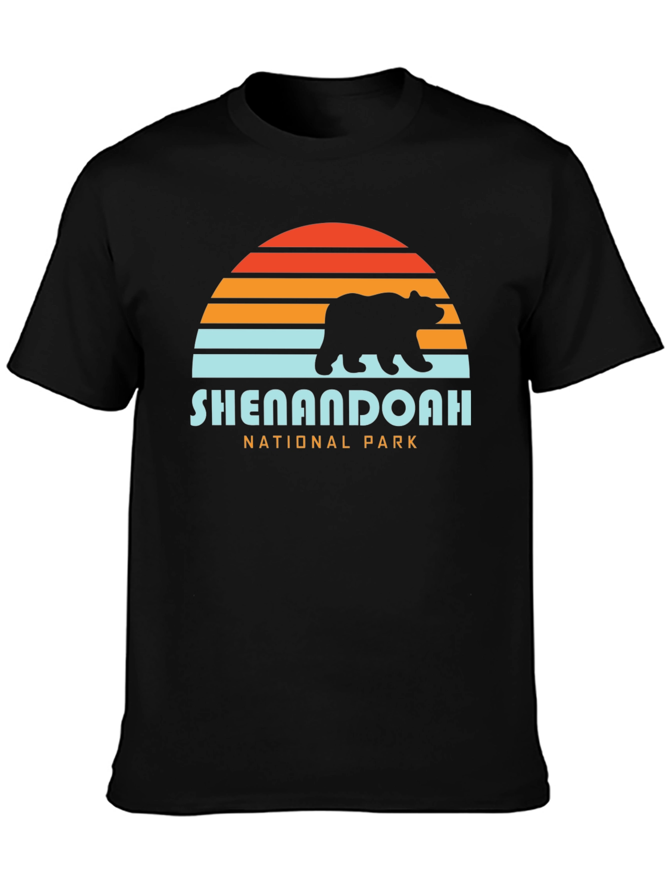Black Shenandoah National Park Bear Sunset Graphic T-Shirt view 3