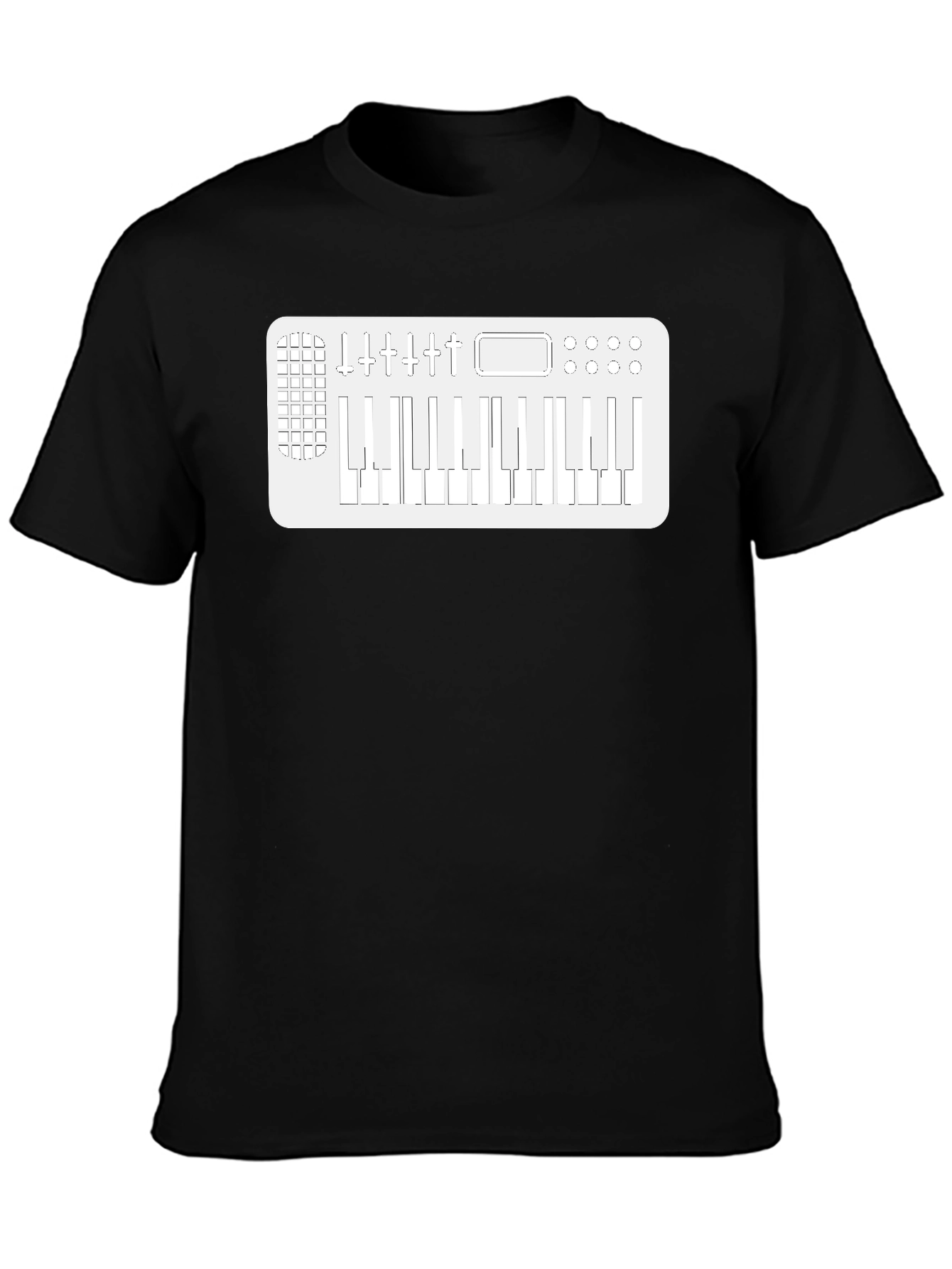 Black Keyboard Synth Graphic Tee - Music Lover T-Shirt view 3