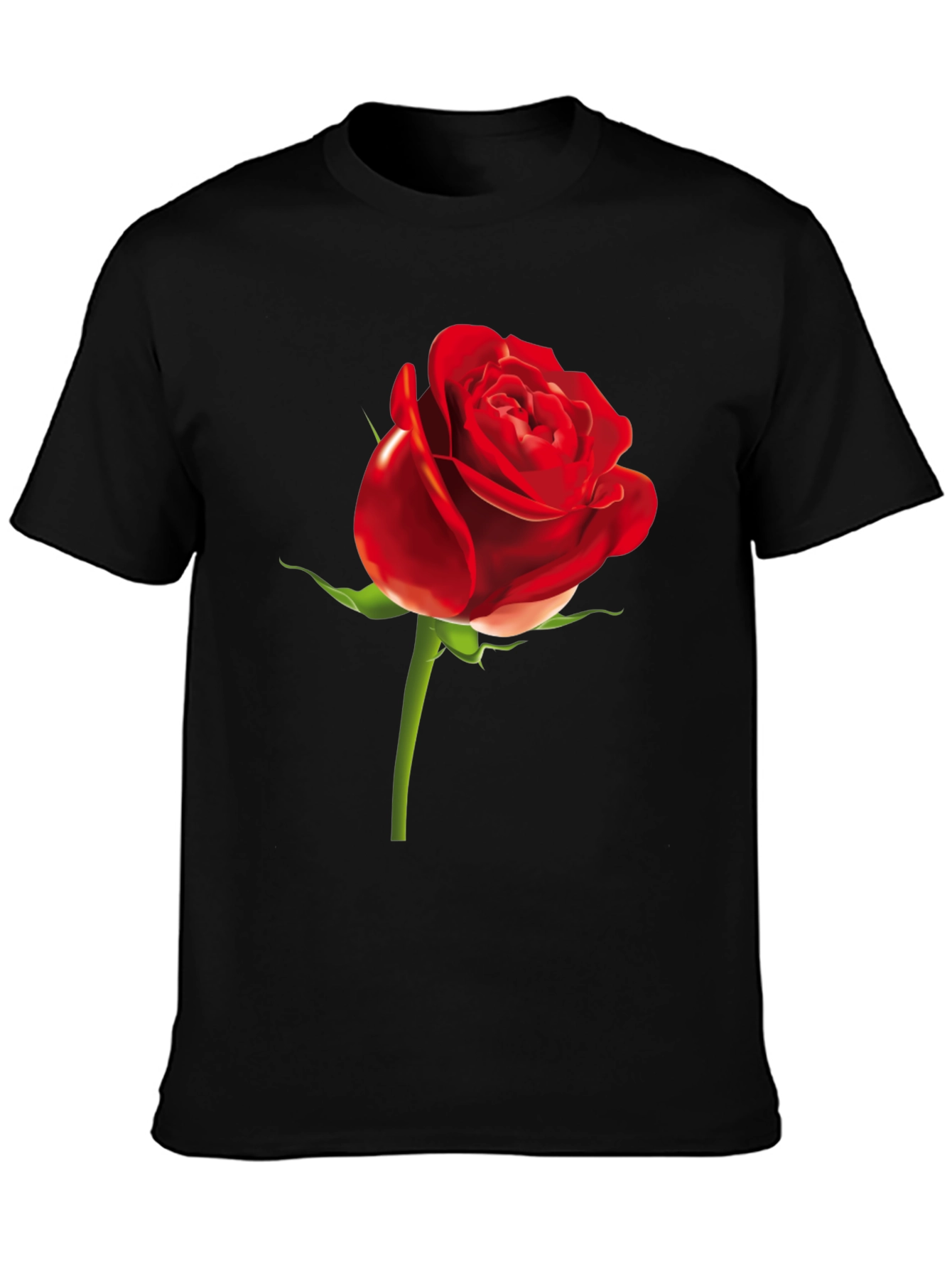 Red Rose Graphic Print Black T-Shirt - 3