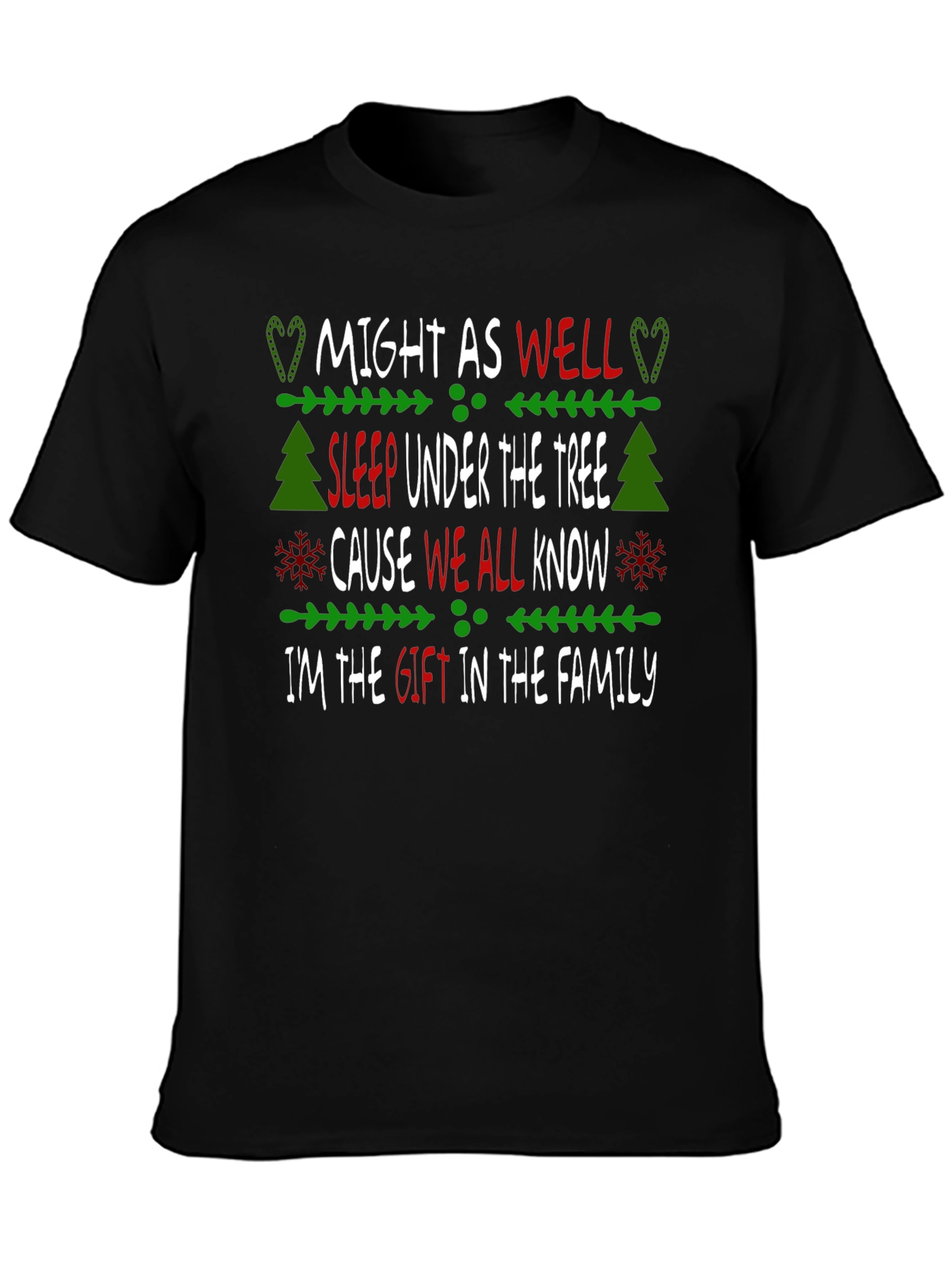 Black Funny Christmas Gift T-Shirt view 3