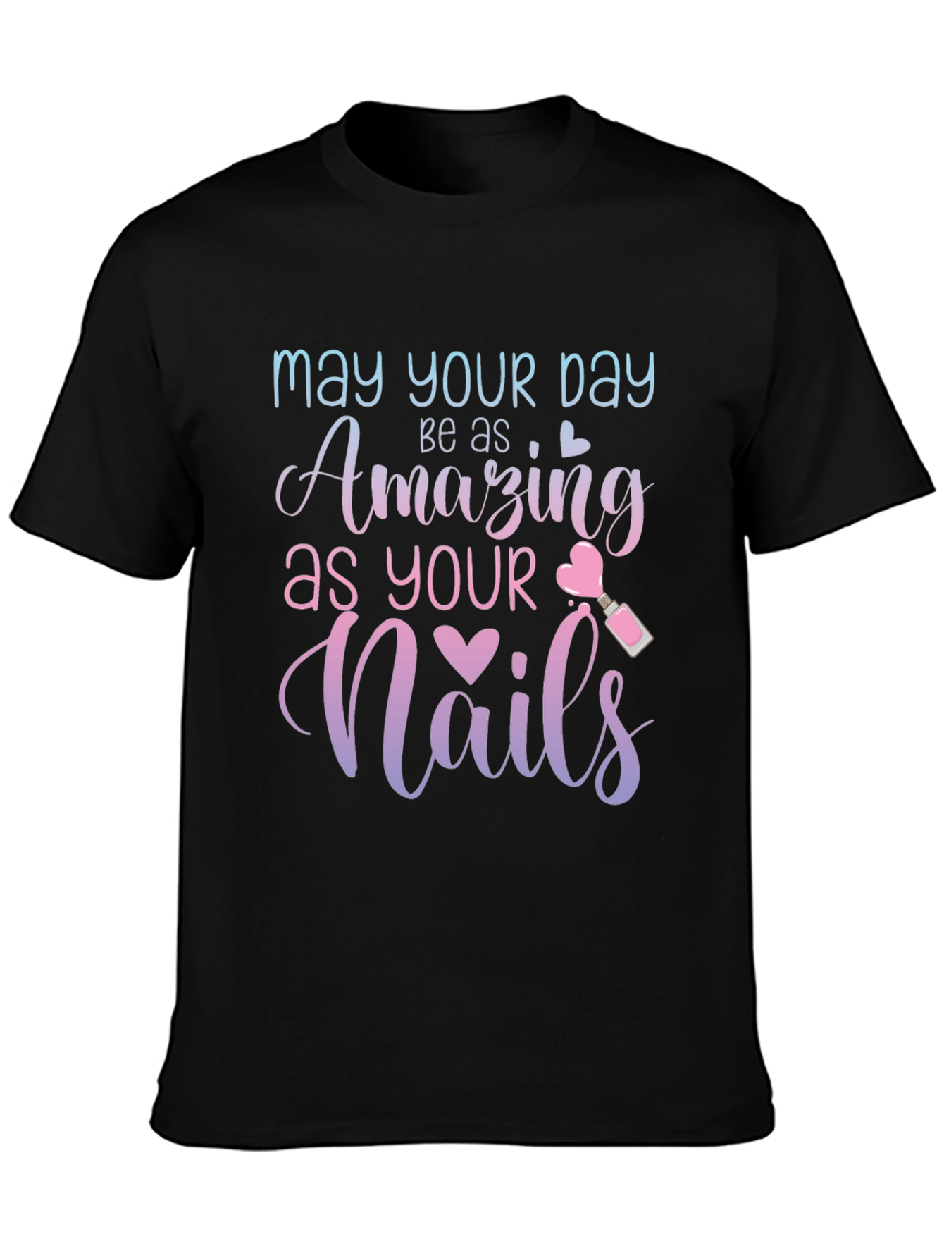 Black Amazing Nails T-Shirt - Stylish Nail Art Design view 3