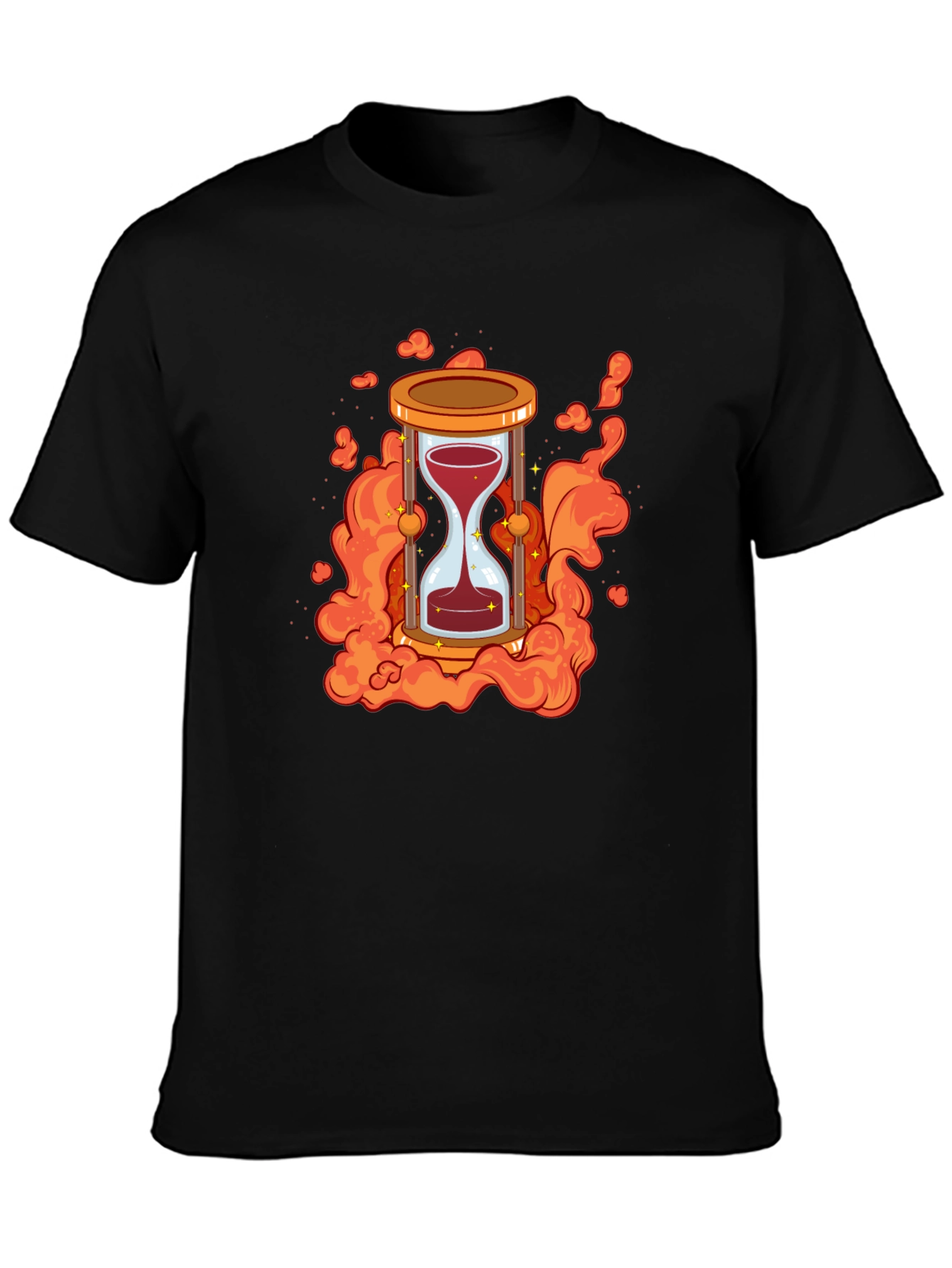 Black Hourglass Fire Graphic Tee - Bold & Stylish view 3
