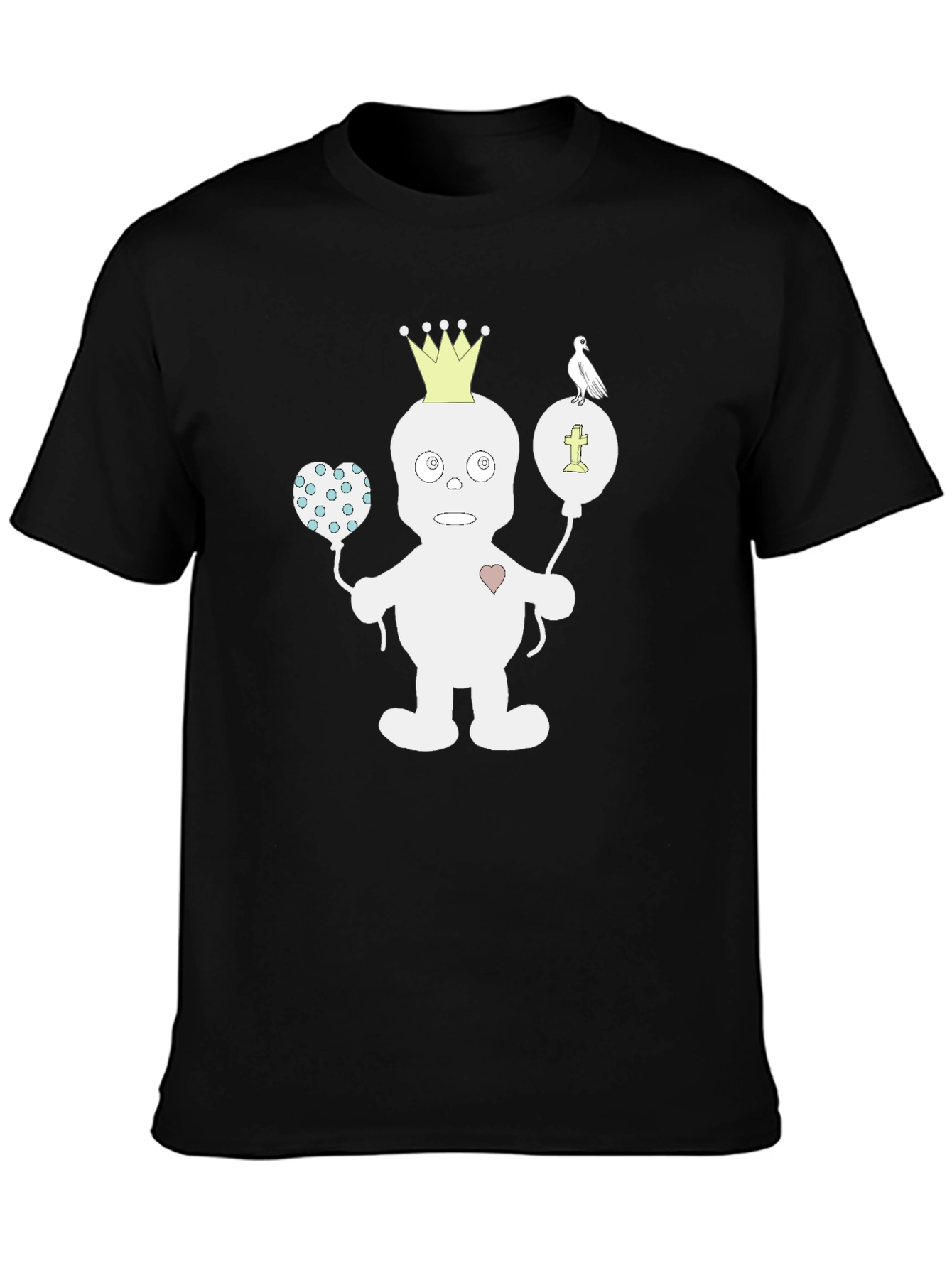 Black Funny Cartoon Character Black T-Shirt view 3