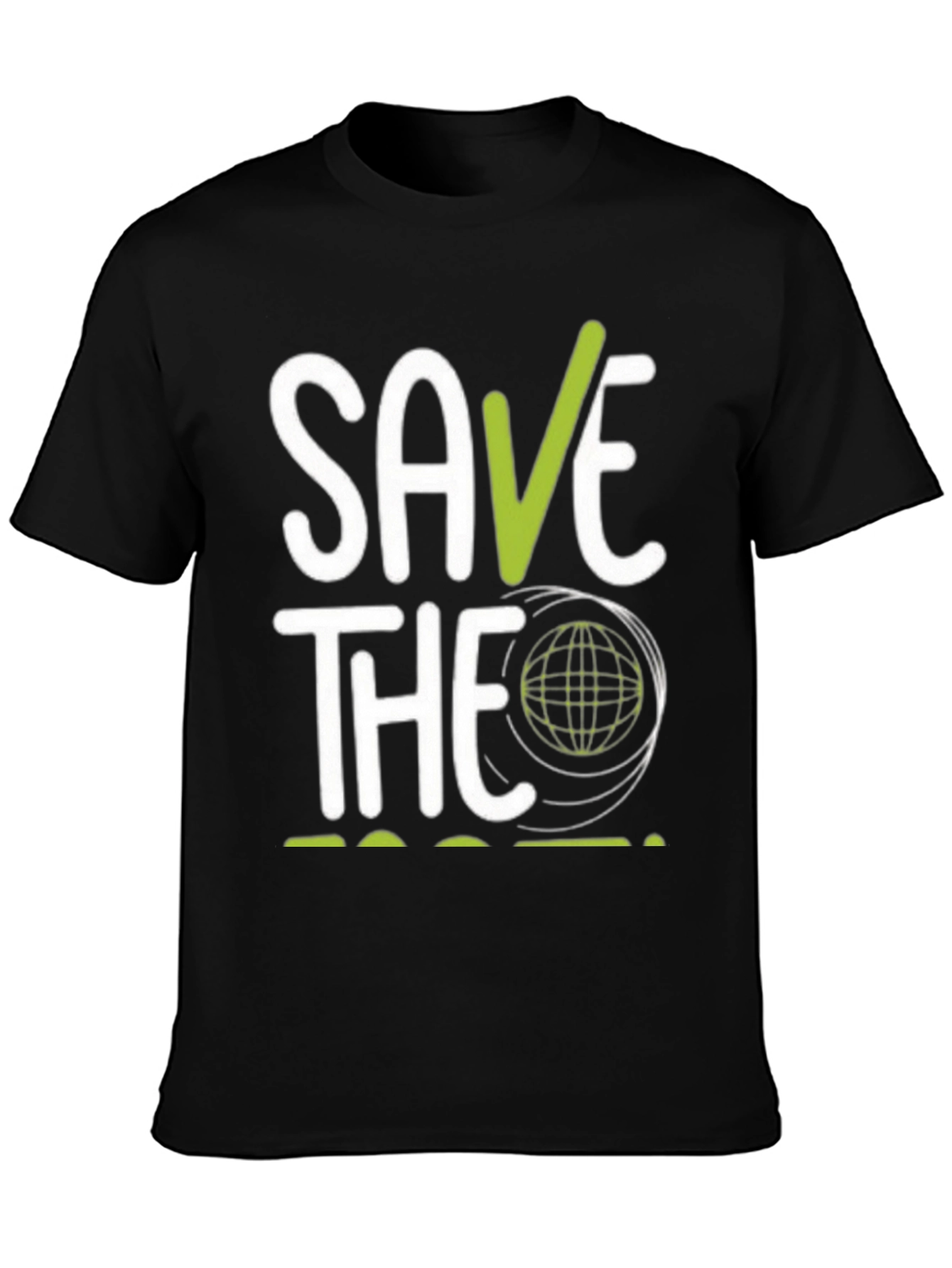 Black Save the Planet Graphic T-Shirt - Eco-Friendly Design view 3