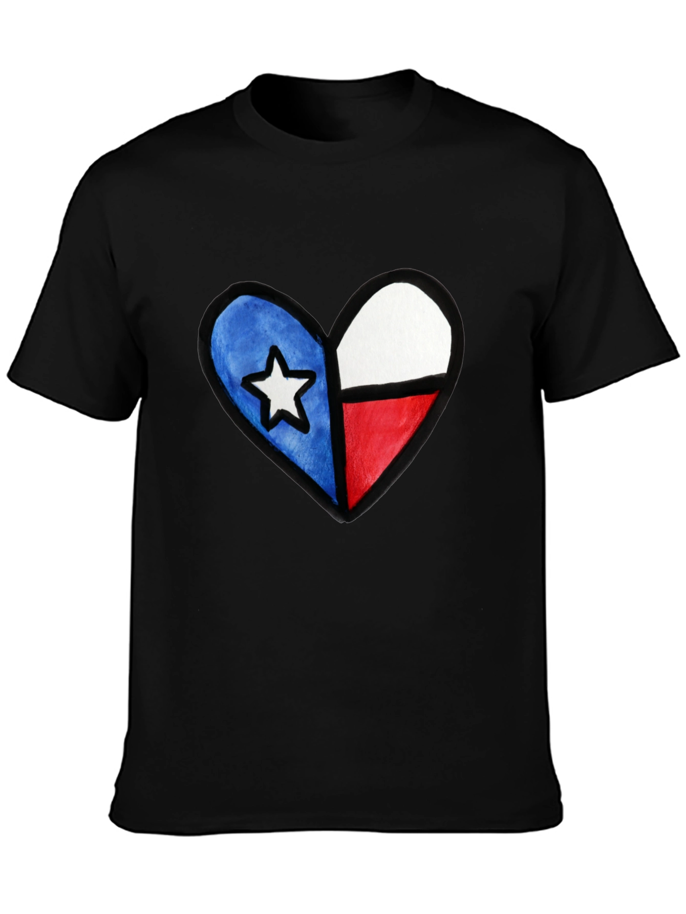 Black Texas Flag Heart T-Shirt - Show Your State Pride view 3