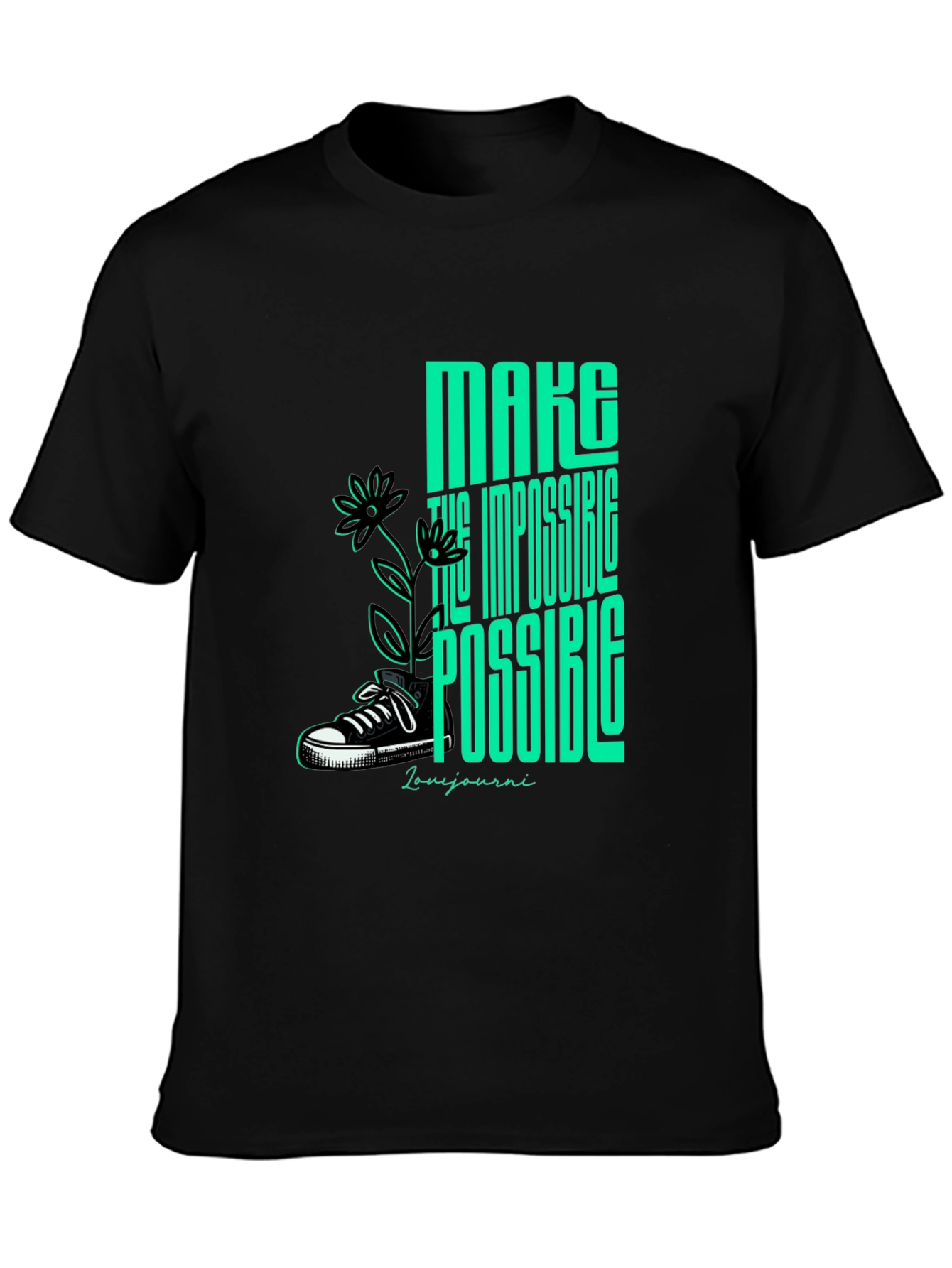 Black Motivational Graphic Tee - Make Impossible Possible view 3