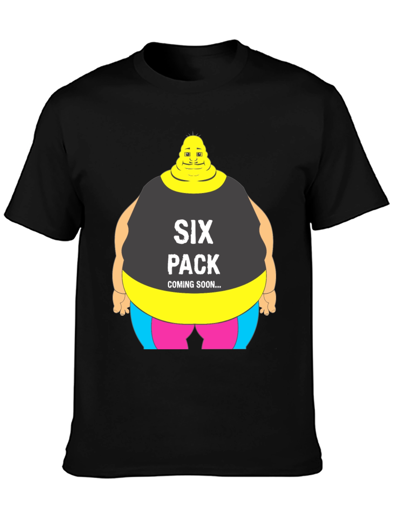 Black Funny Six Pack Coming Soon Graphic T-Shirt view 3