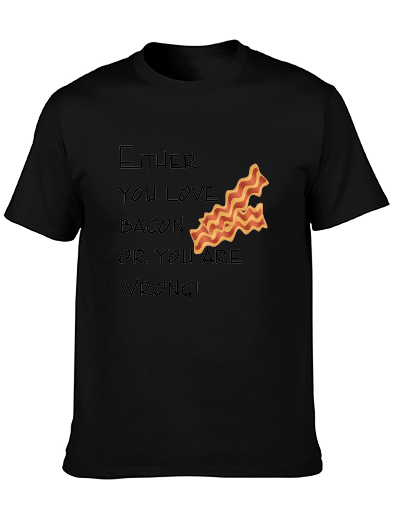 Black Bacon Lover T-Shirt - Funny Foodie Tee view 3
