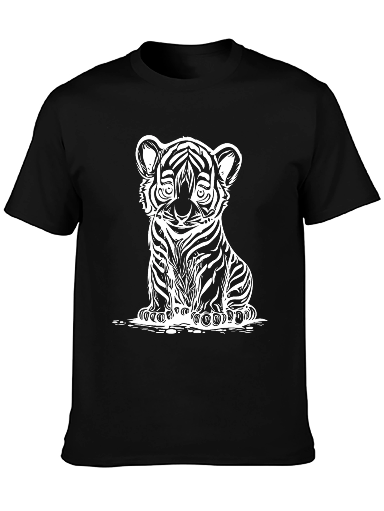 Black Tiger Cub Graphic T-Shirt - Black Cotton Blend view 3