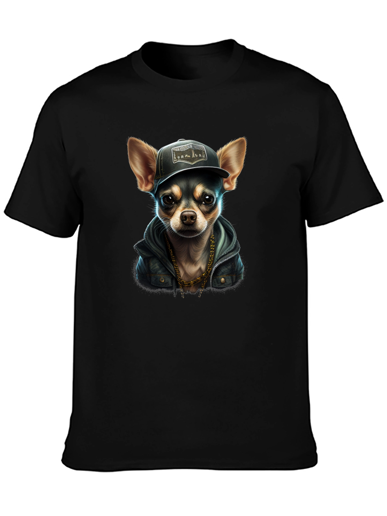 Black Cool Chihuahua Graphic T-Shirt view 3