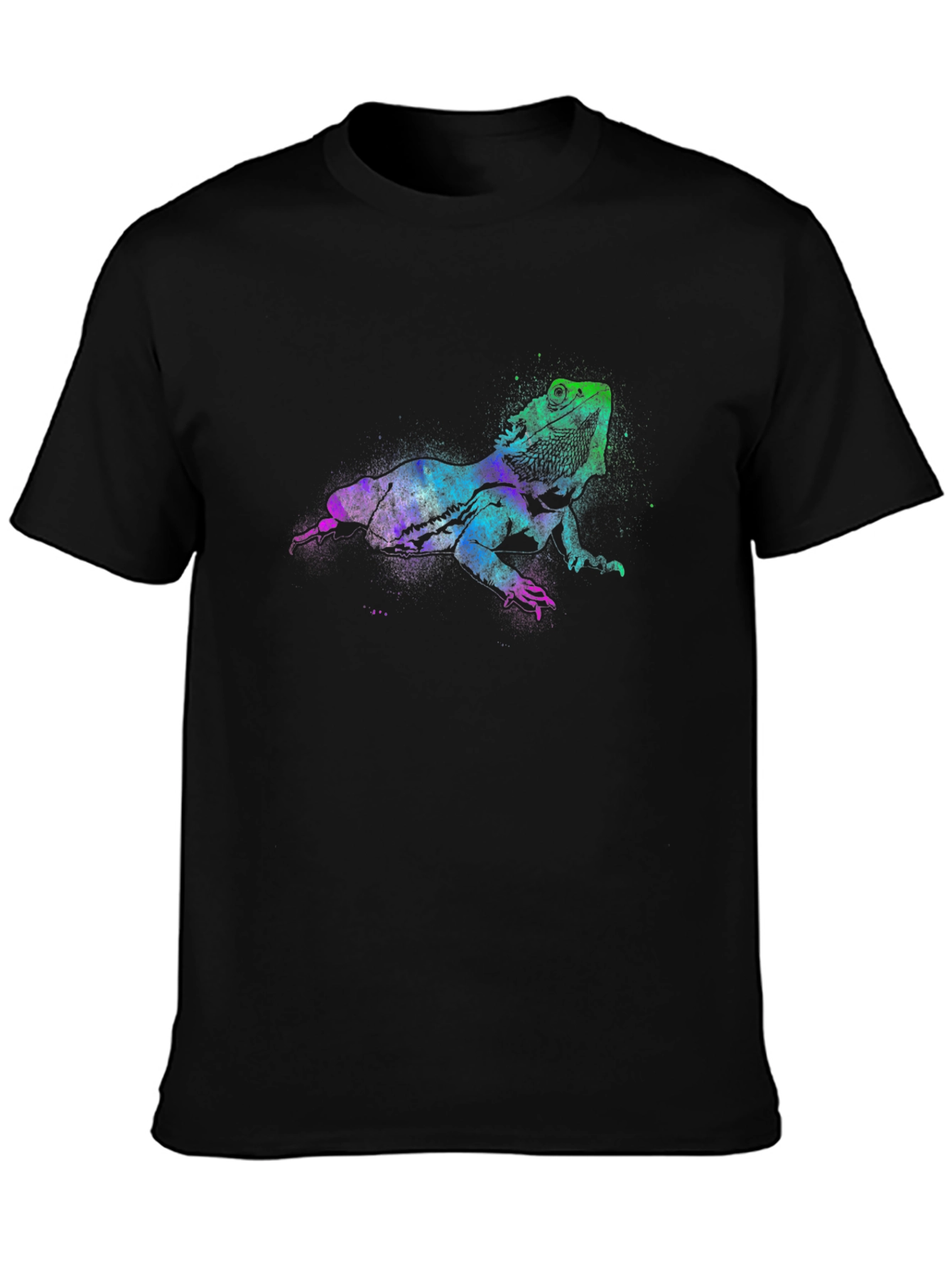 Black Bearded Dragon T-Shirt, Vibrant Lizard Tee view 3