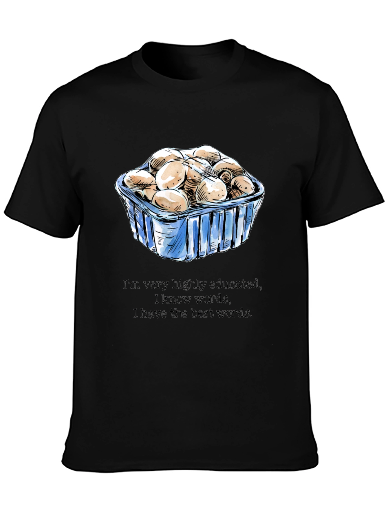 Black Mushroom Lover T-Shirt - Funny, Educated Design view 3
