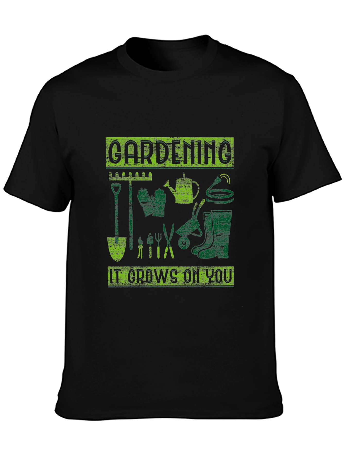 Black Gardening It Grows On You Black T-Shirt view 3