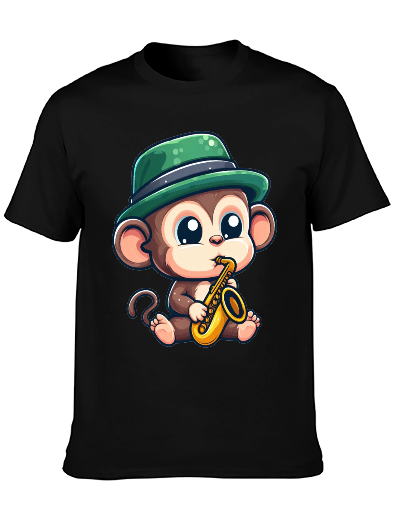 Black Monkey Saxophone T-Shirt: Cool Cartoon Graphic Tee view 3