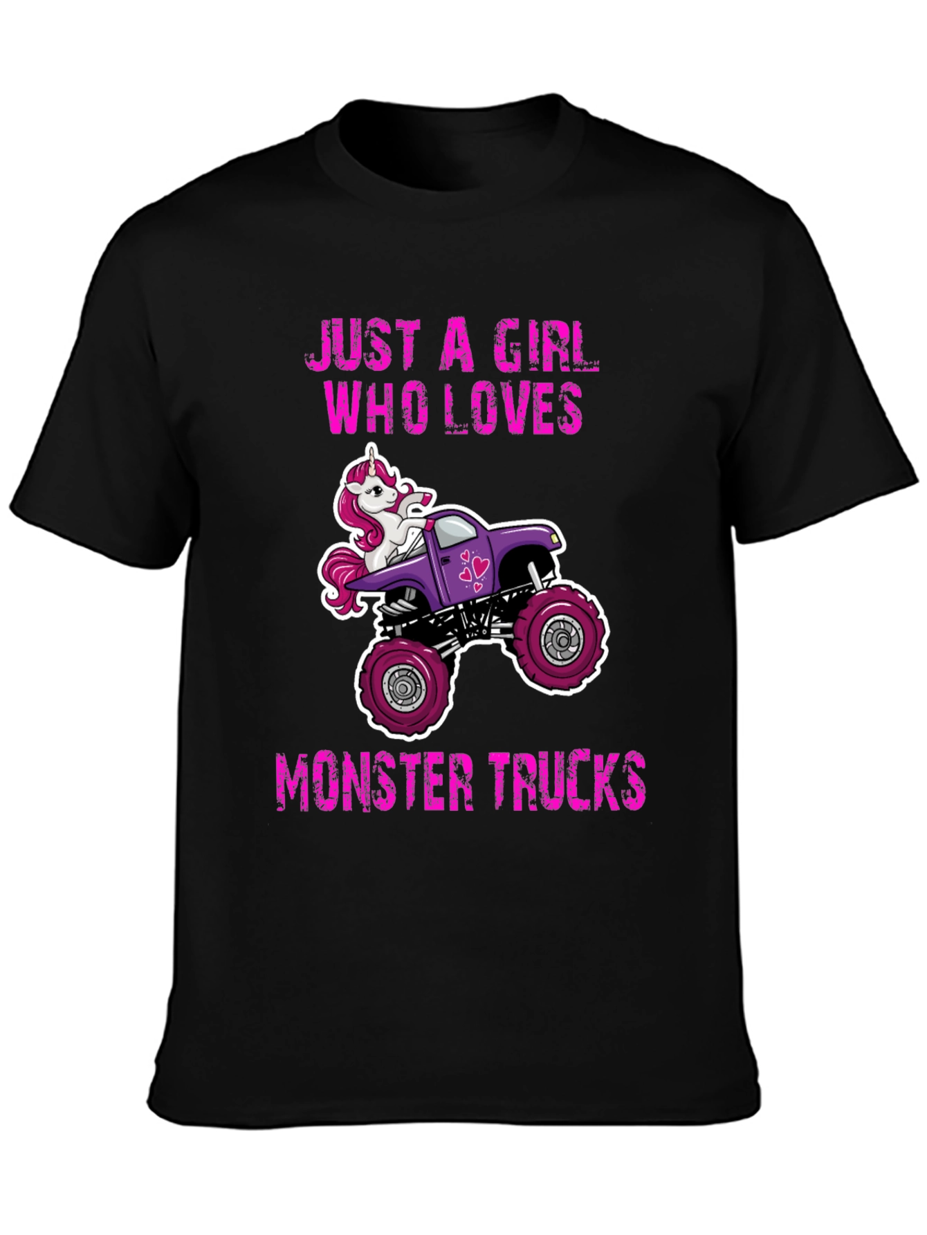 Black Unicorn Monster Truck Graphic Tee - Just a Girl Who Loves Trucks view 3