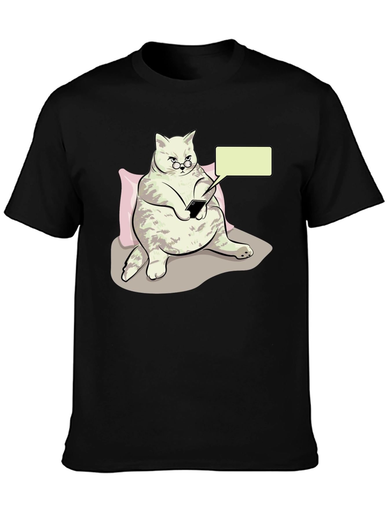 Black Funny Cat T-Shirt - Tech Savvy Feline view 3