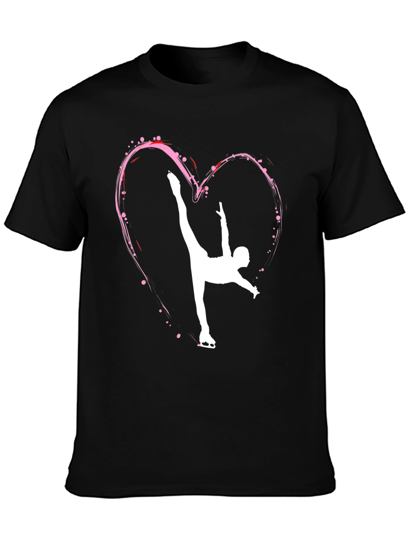 Black Figure Skating Heart T-Shirt view 3