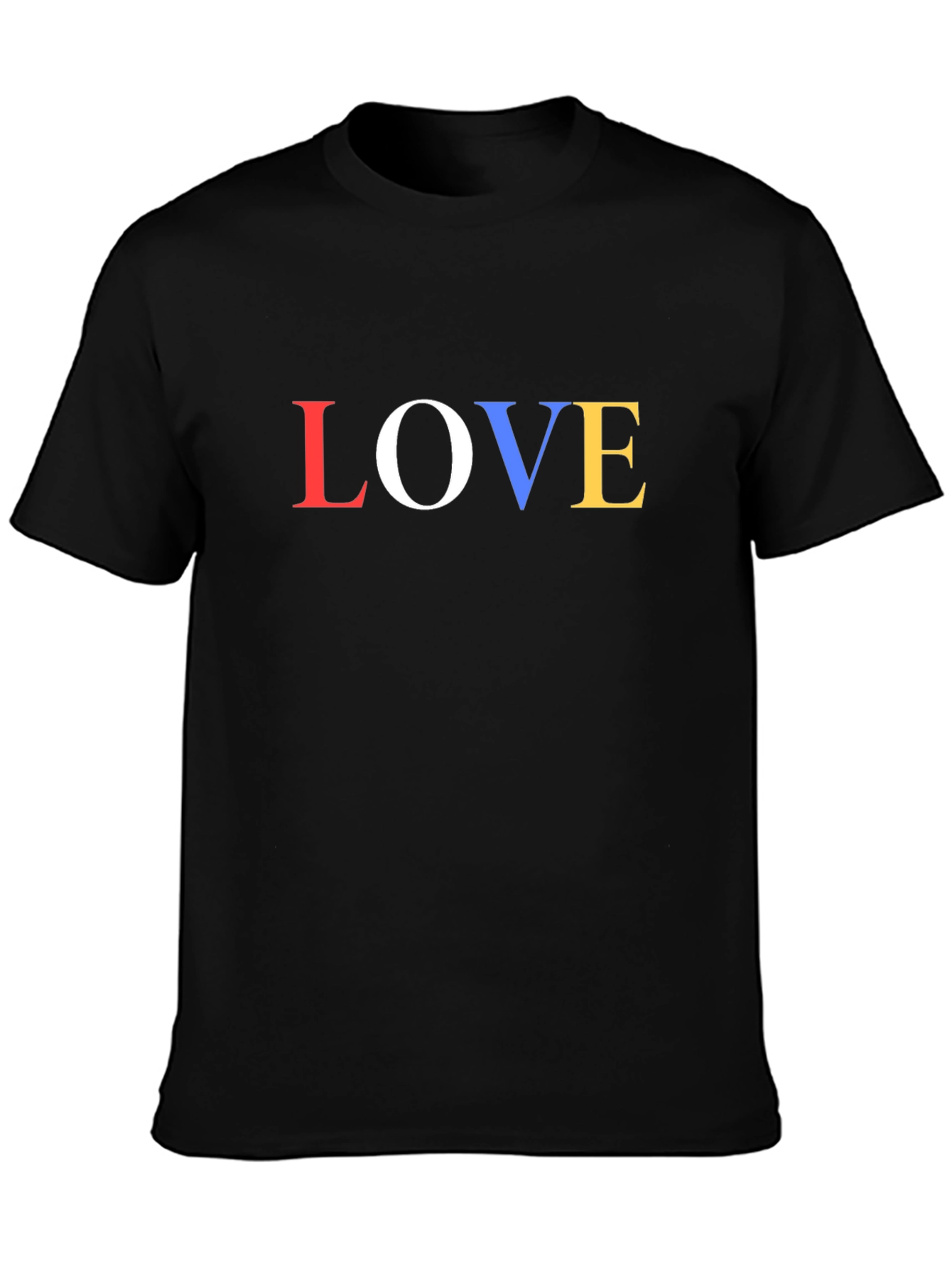 Black Colorful LOVE Graphic Black T-Shirt view 3