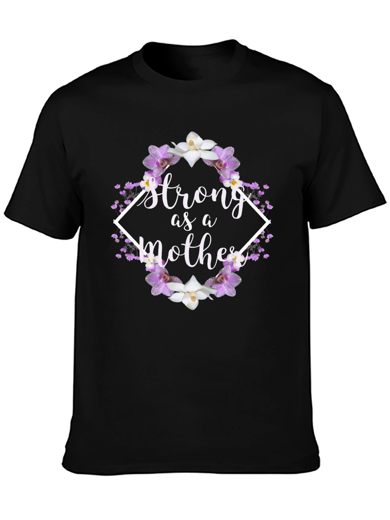 Black Strong as a Mother Floral T-Shirt view 3