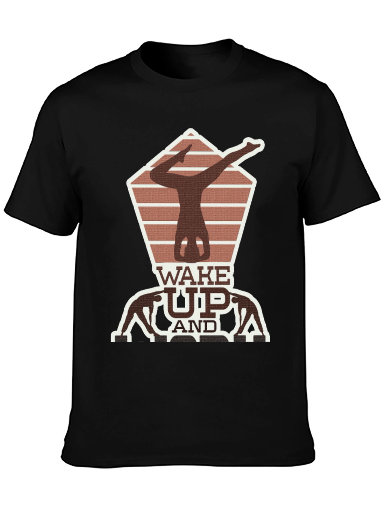 Black Wake Up Yoga Pose Graphic Tee view 3