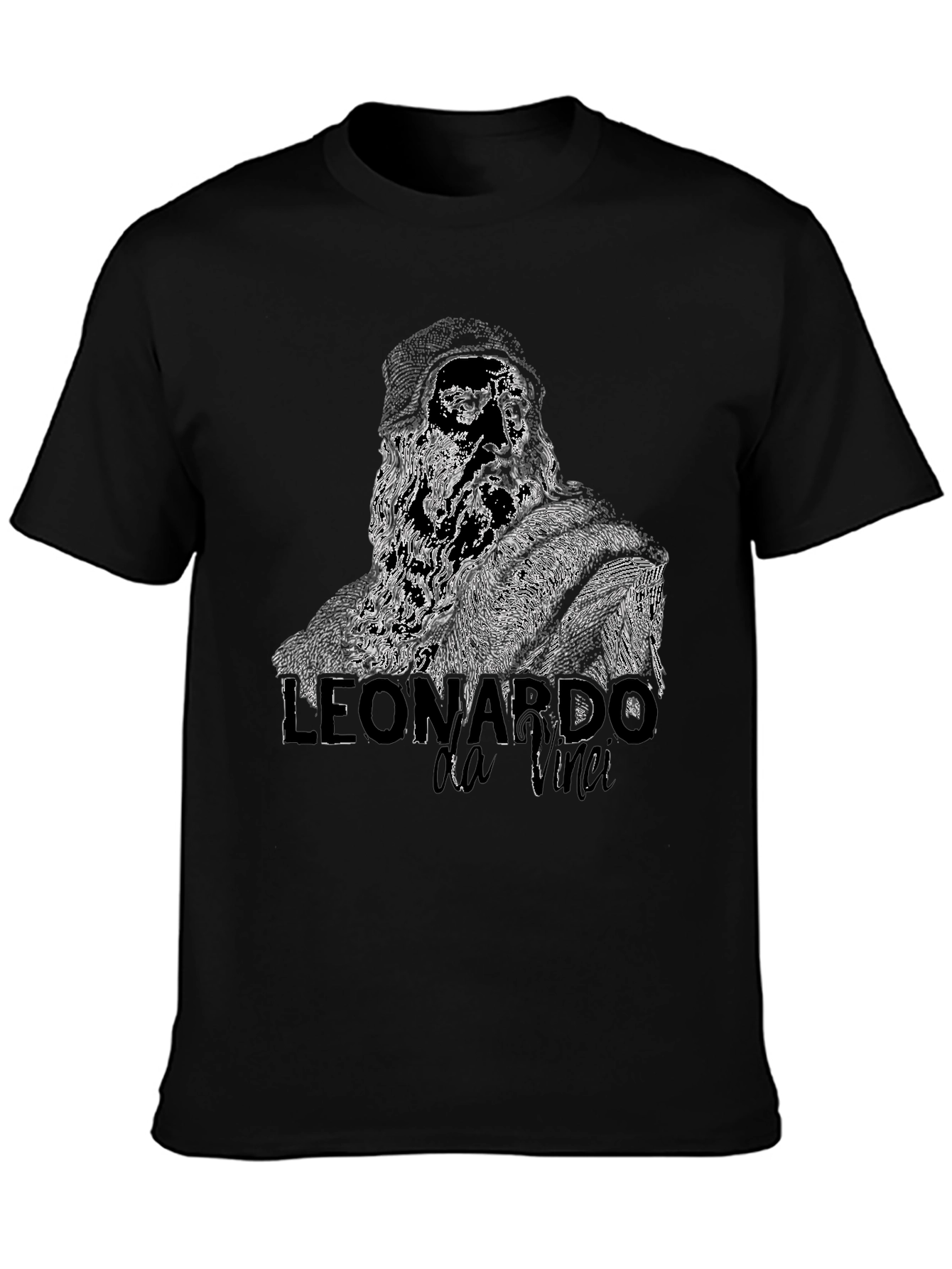 Black Leonardo da Vinci Graphic T-Shirt view 3