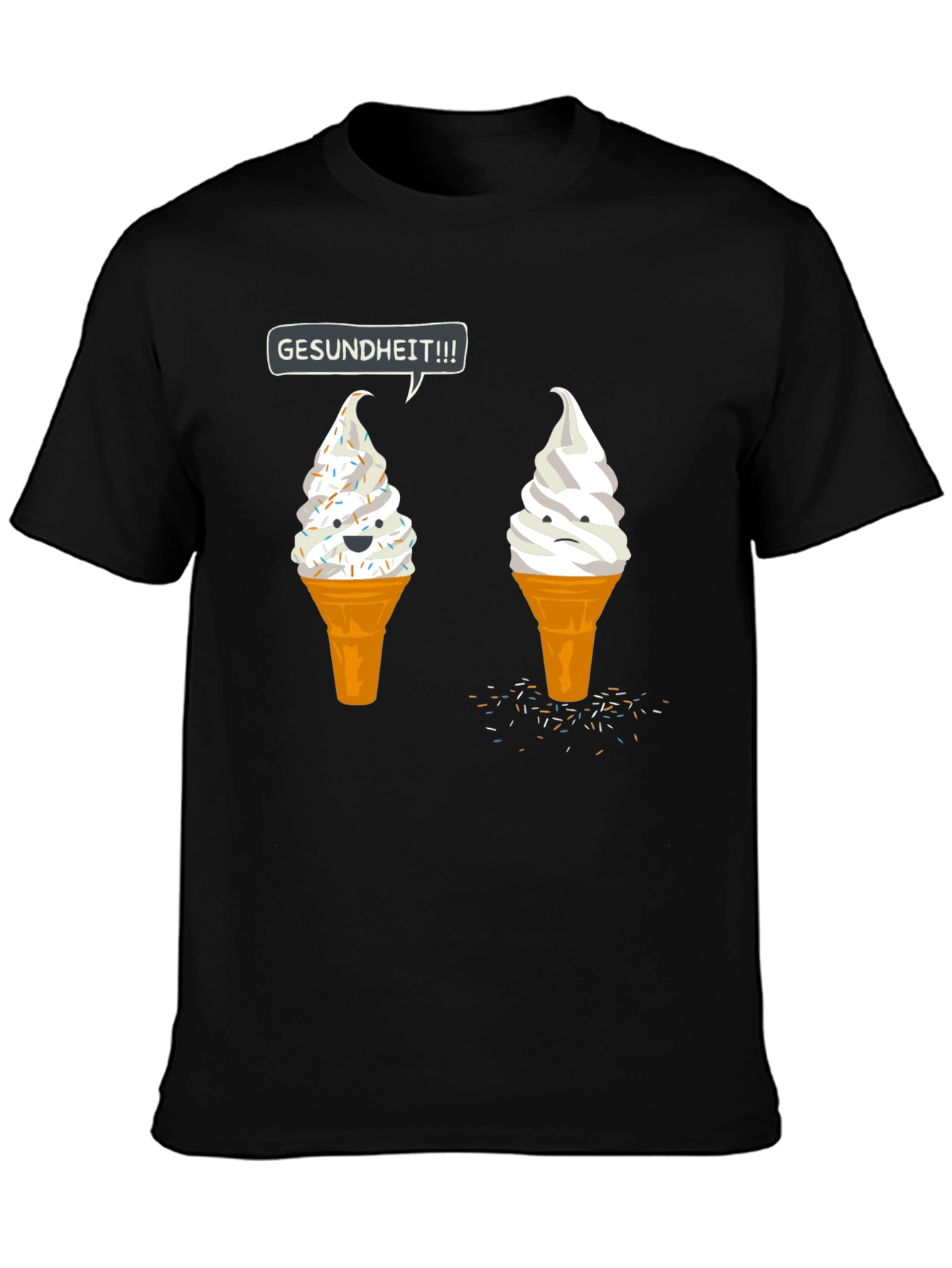 Black Gesundheit Ice Cream Humor Tee view 3