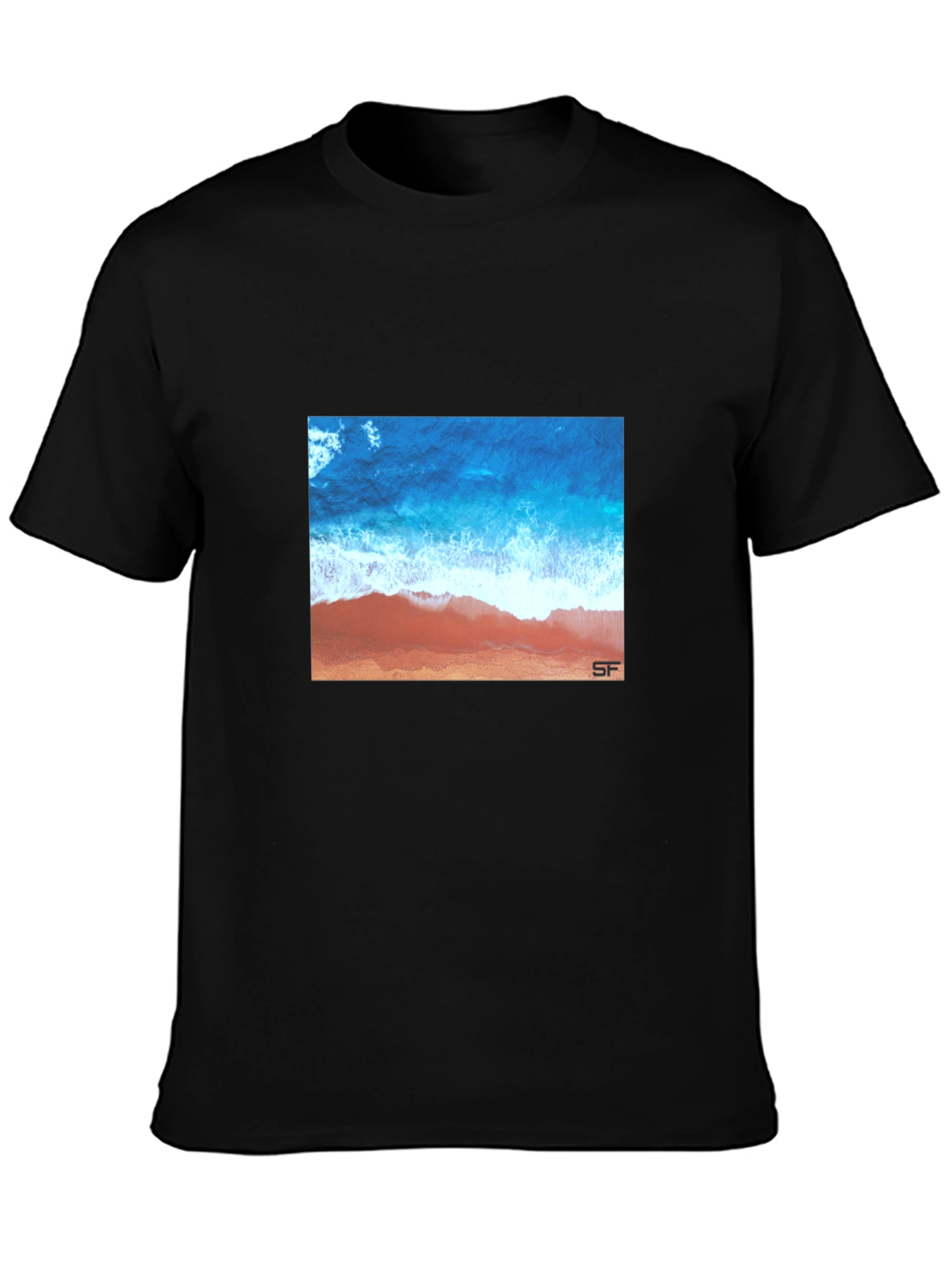 Black Ocean View Graphic Tee - Stylish Black T-Shirt view 3