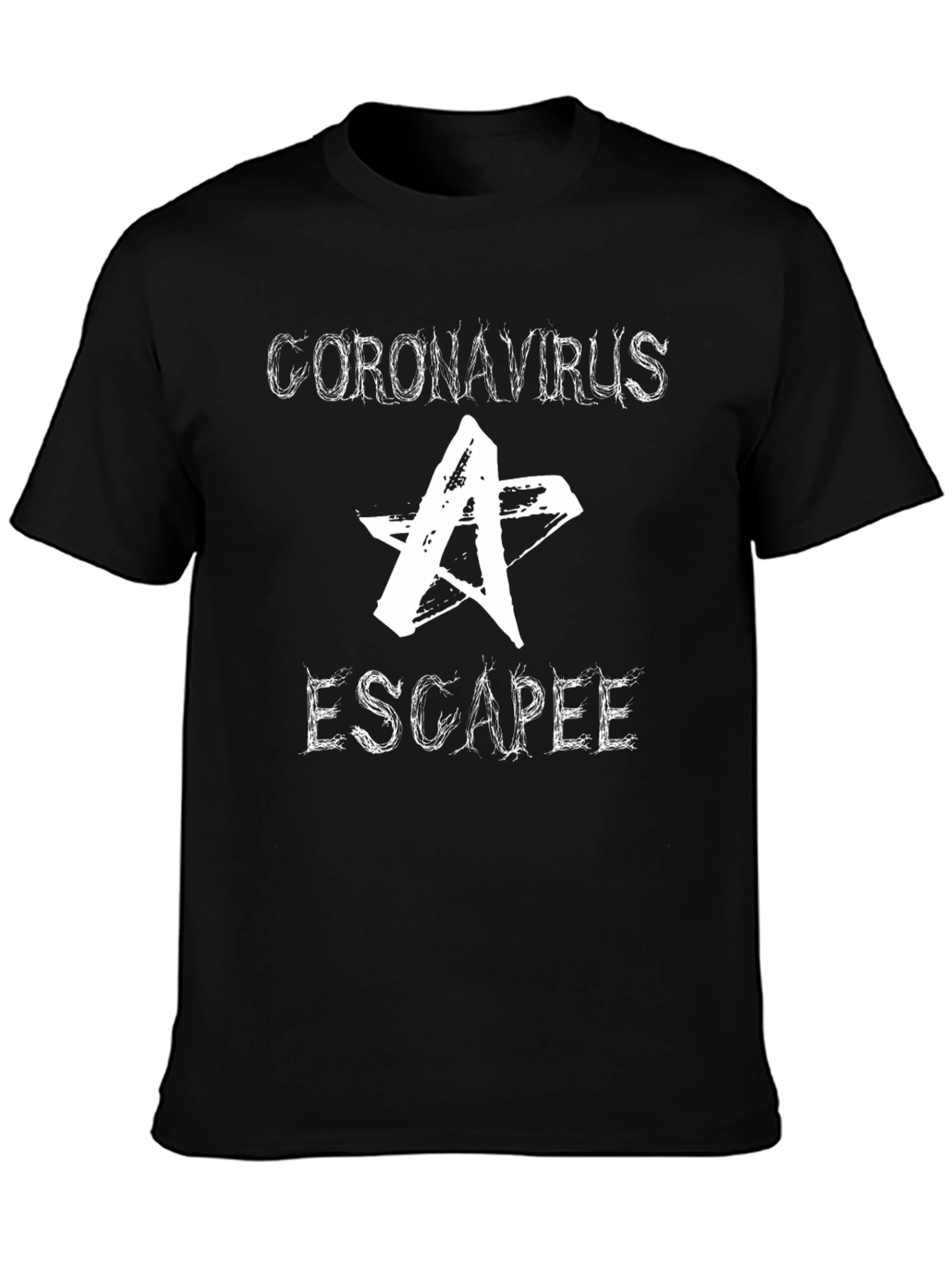 Black Coronavirus Escapee Graphic T-Shirt - Black Cotton Tee view 3