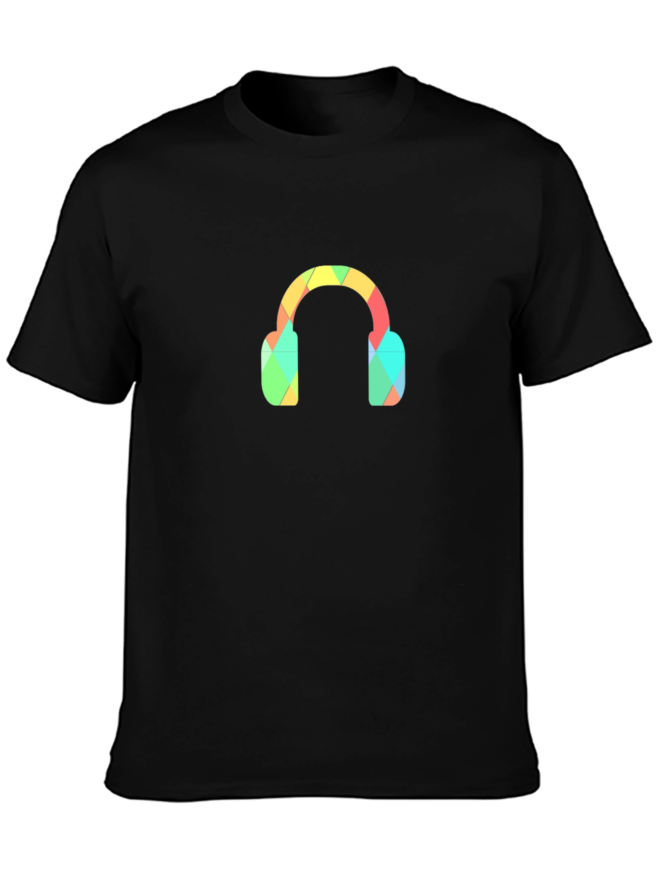 Black Geometric Headphones Black T-Shirt view 3