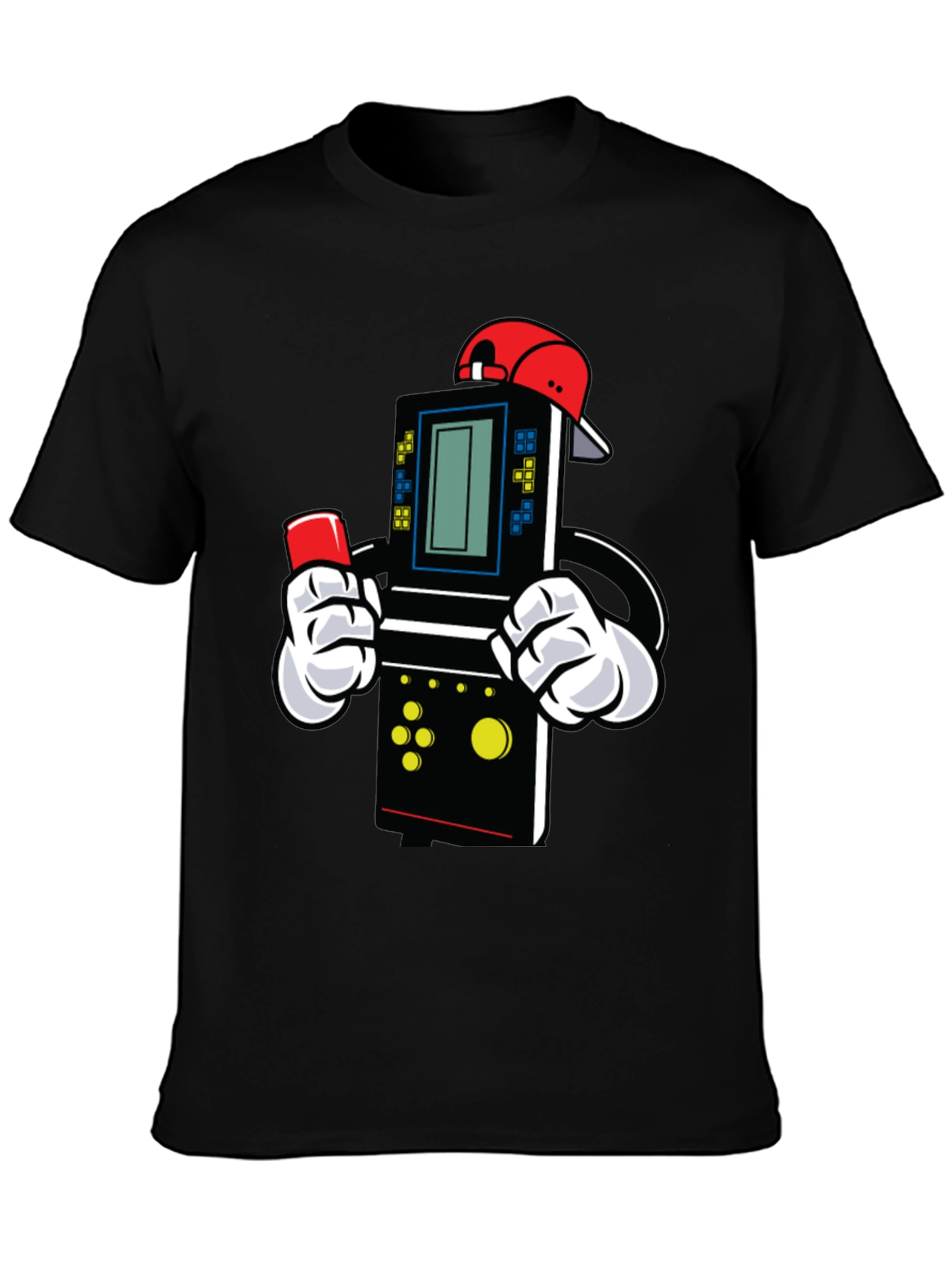 Black Retro Game Character T-Shirt view 3
