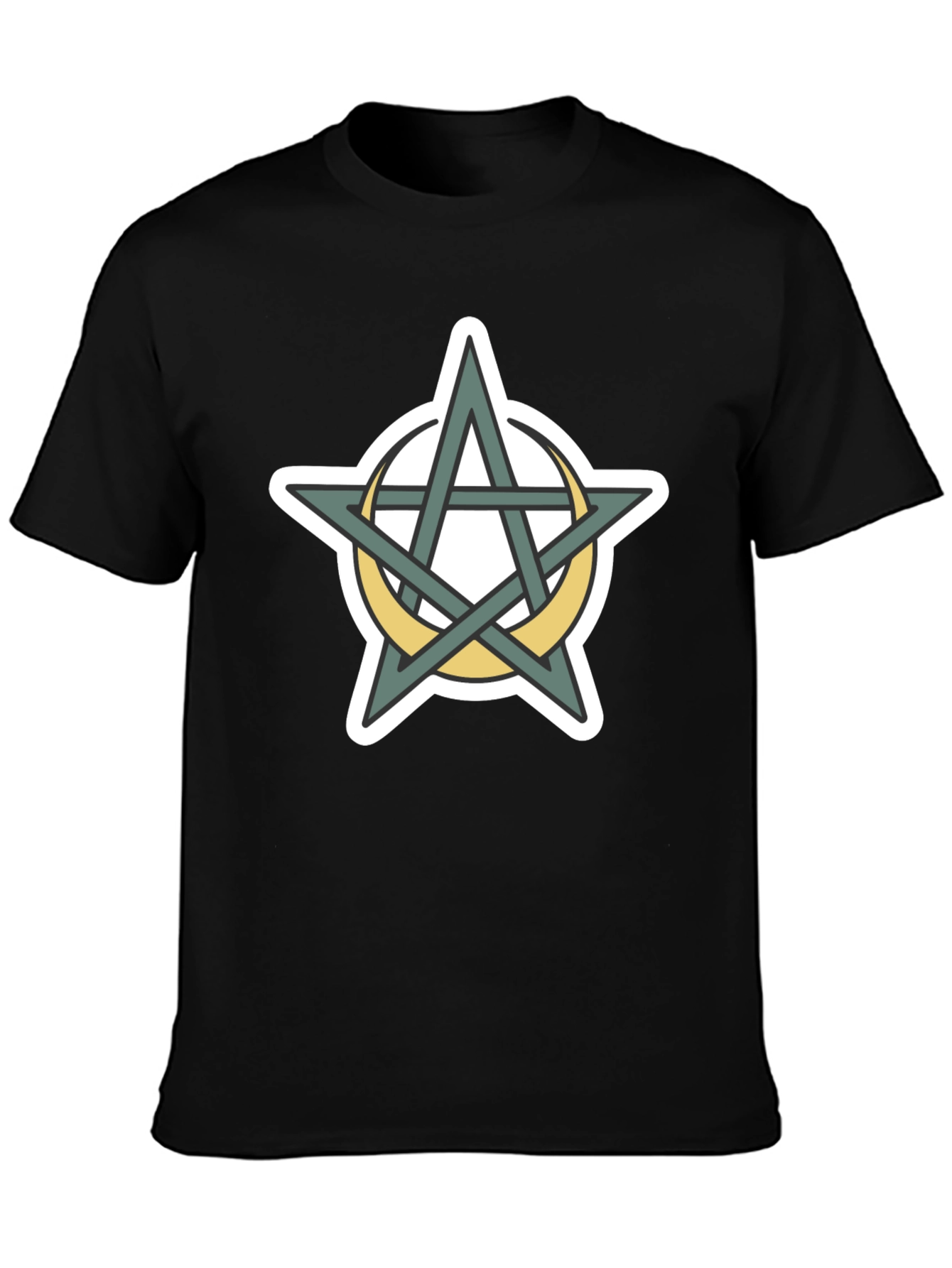 Black Occult Pentagram Moon T-Shirt - Black view 3