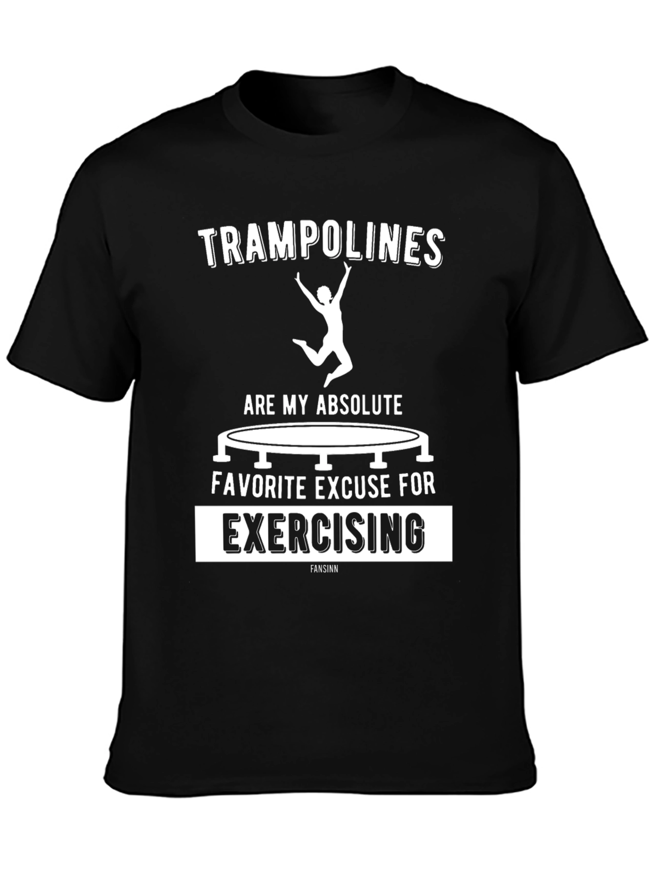 Black Trampoline Exercise T-Shirt Funny Graphic Tee view 3