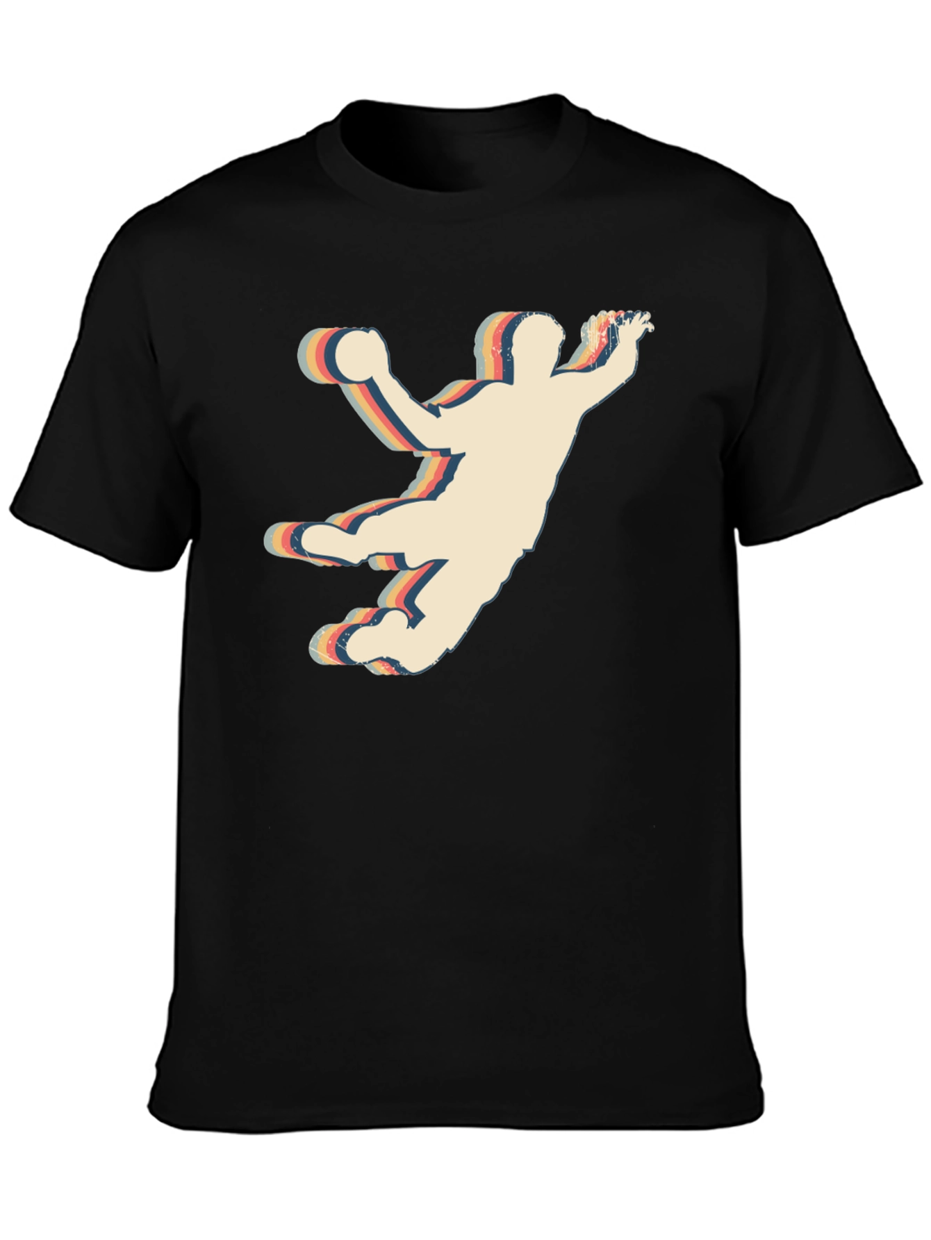 Black Retro Handball Player Graphic T-Shirt view 3