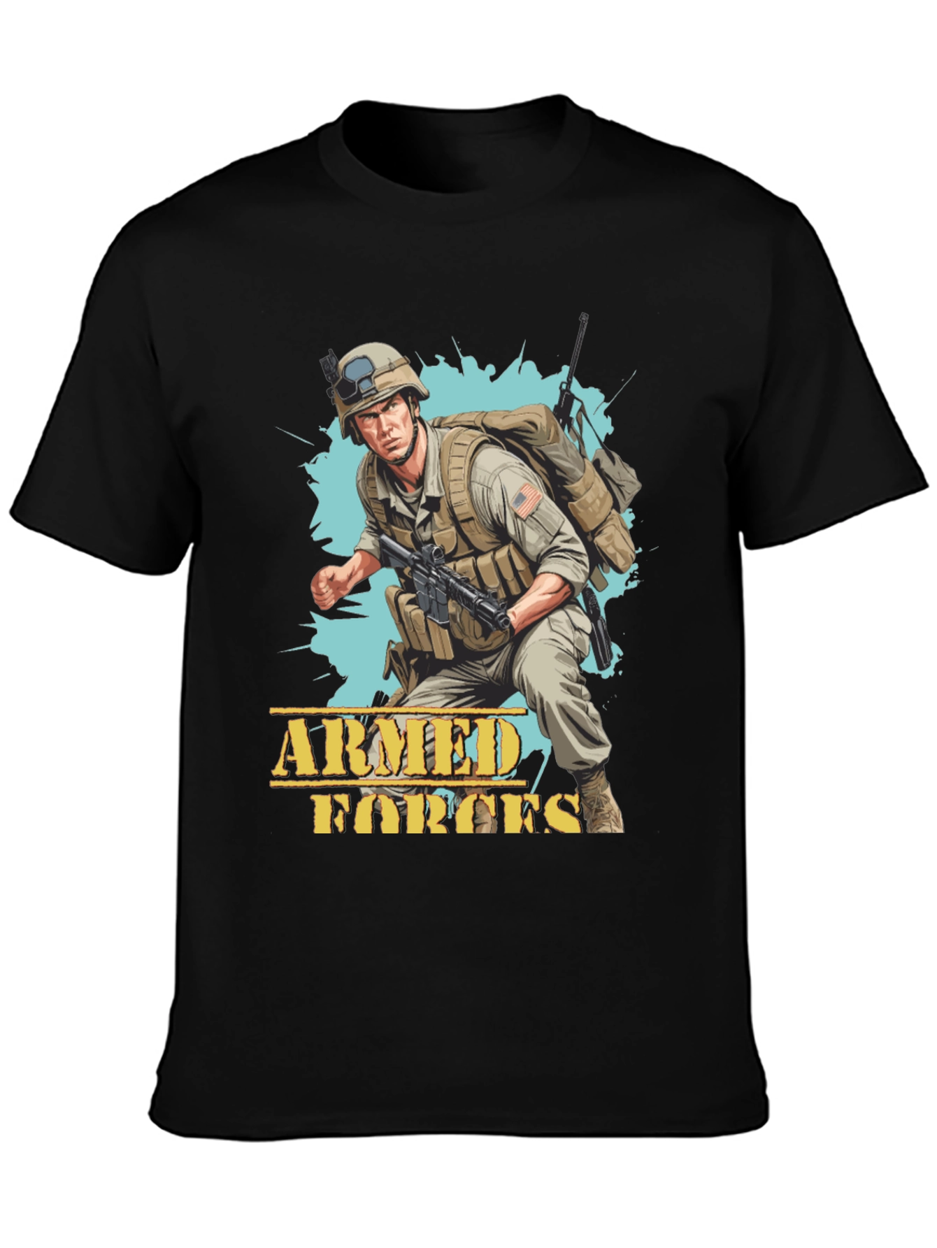 Black Armed Forces Graphic Tee view 3