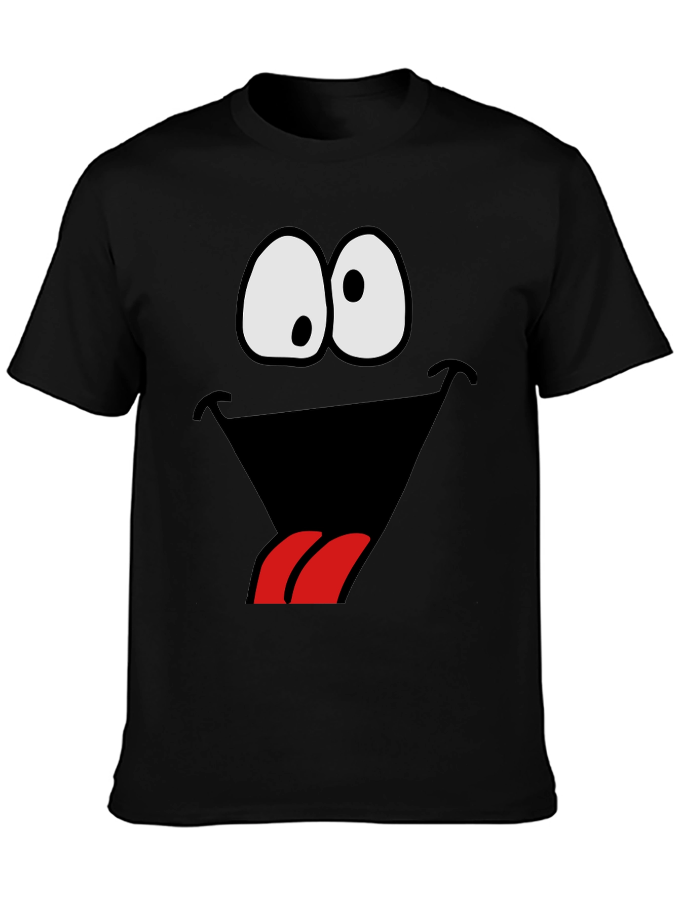 Black Funny Goofy Face Graphic Tee - Black view 3