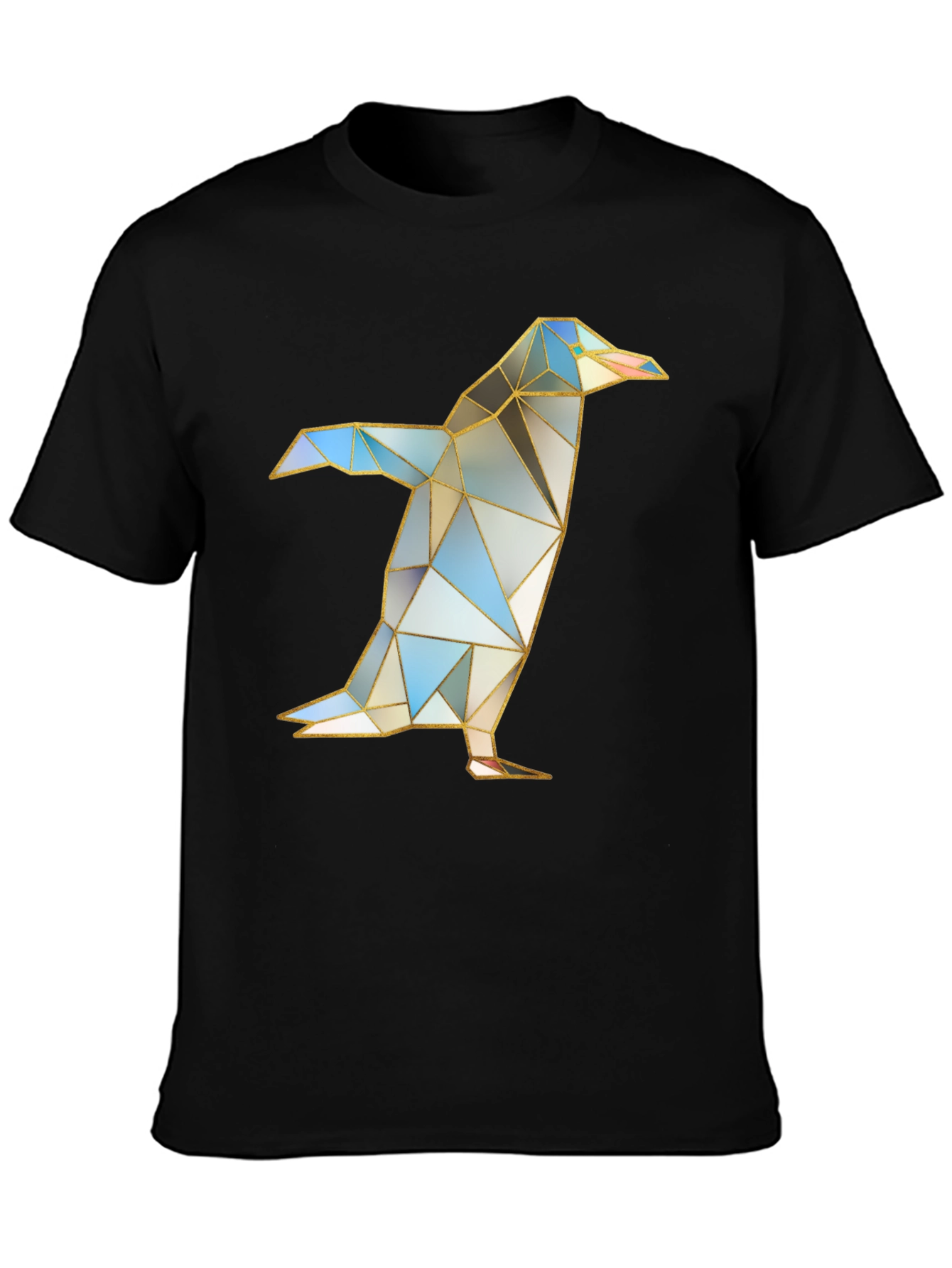 Black Geometric Penguin Graphic T-Shirt - Modern Art Design view 3