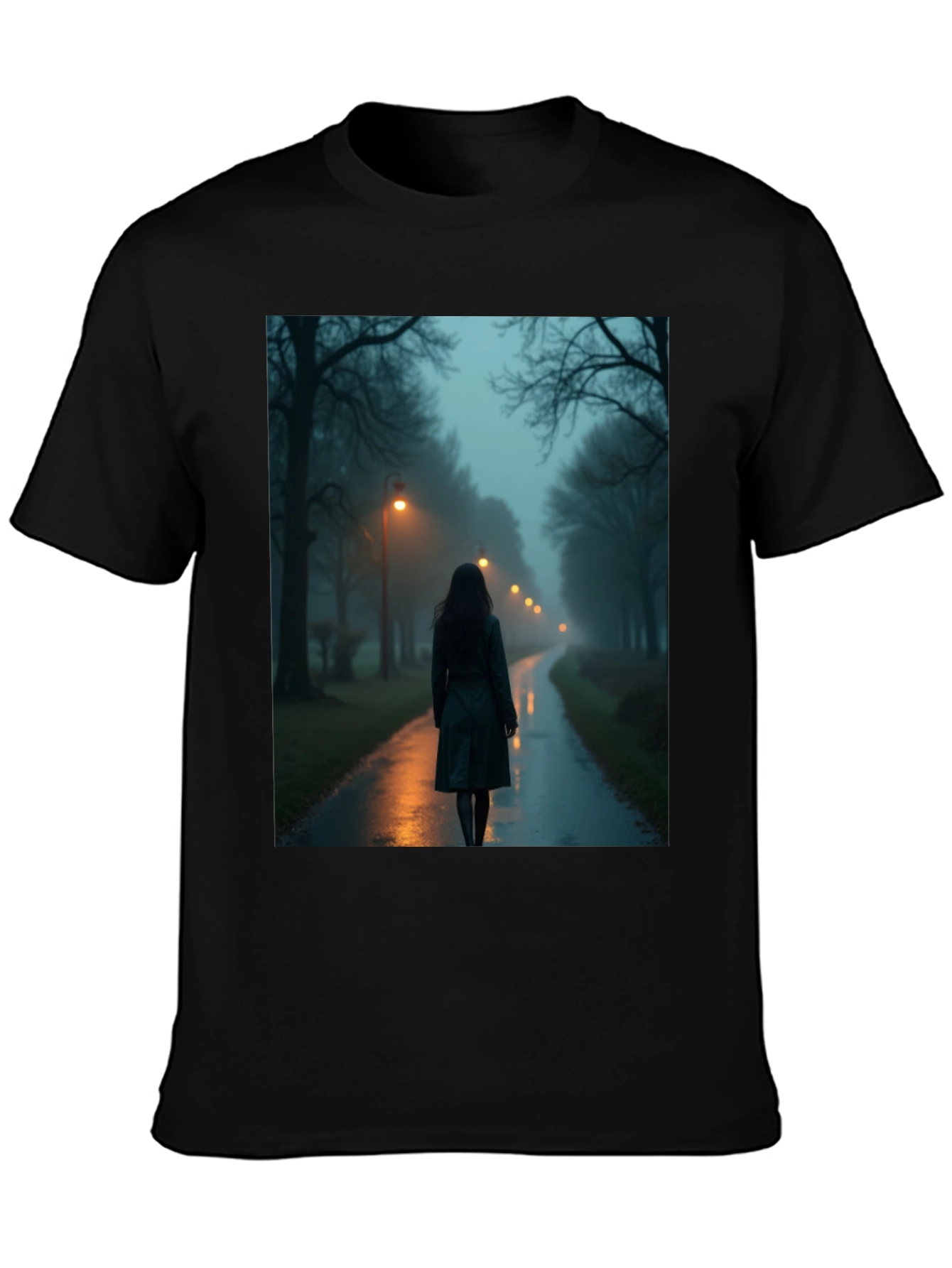 Black Mystic Walk T-Shirt - Dark & Atmospheric Design view 3