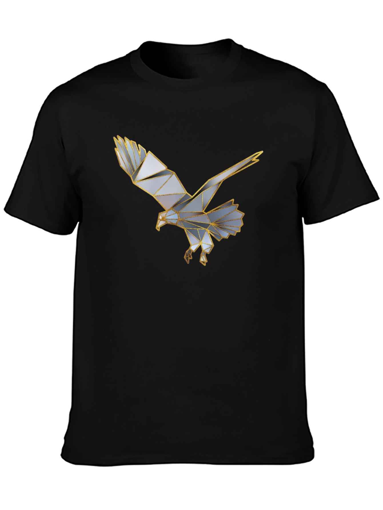 Black Geometric Eagle Graphic Black T-Shirt view 3
