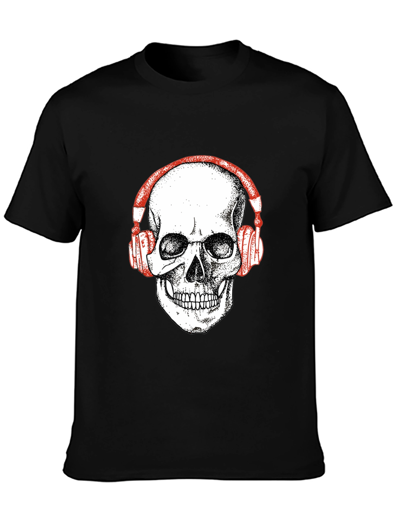 Black Skull Headphones Graphic Tee - Black view 3