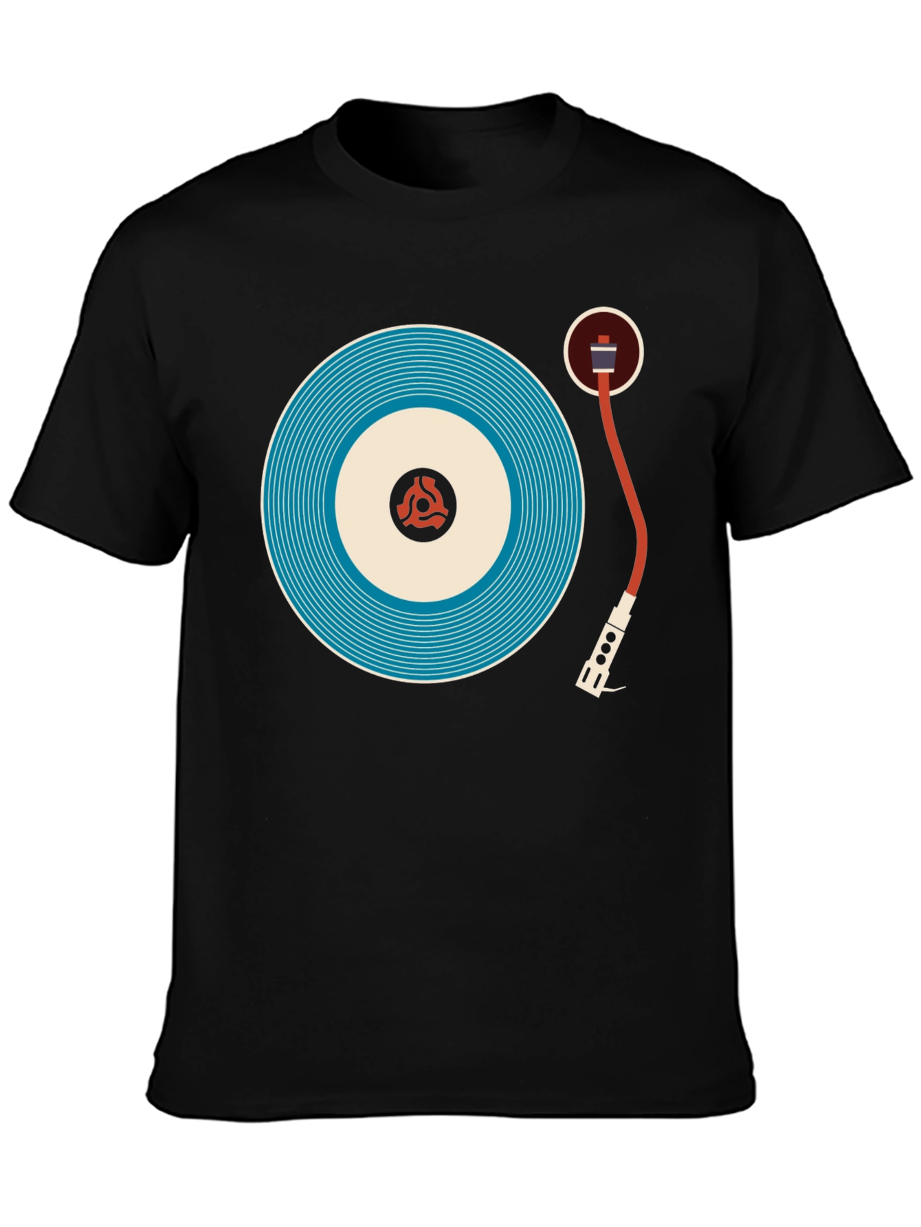 Black Retro Turntable Graphic Tee - Cool Music Lover Shirt view 3