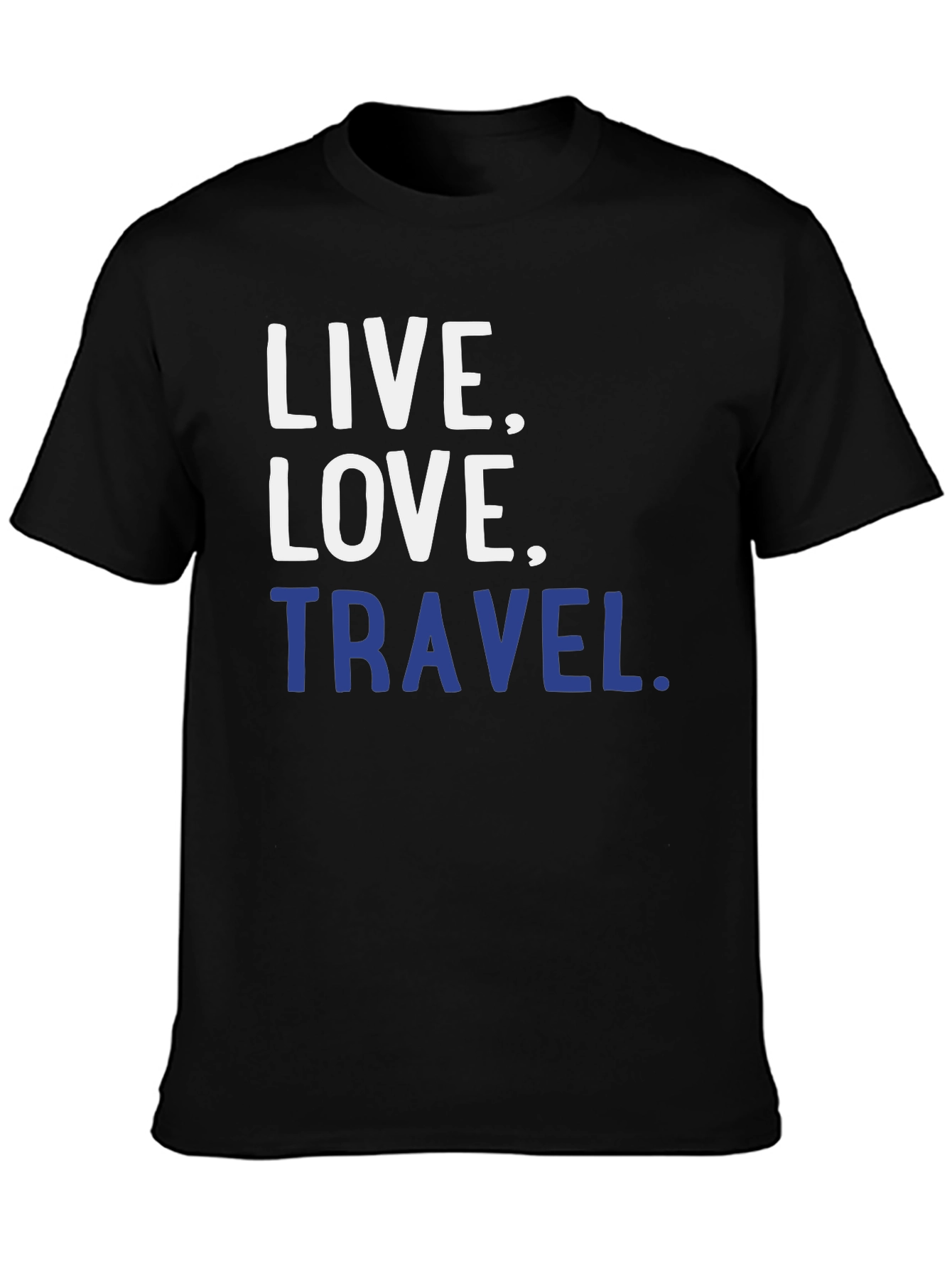 Black Live, Love, Travel Black Graphic T-Shirt view 3