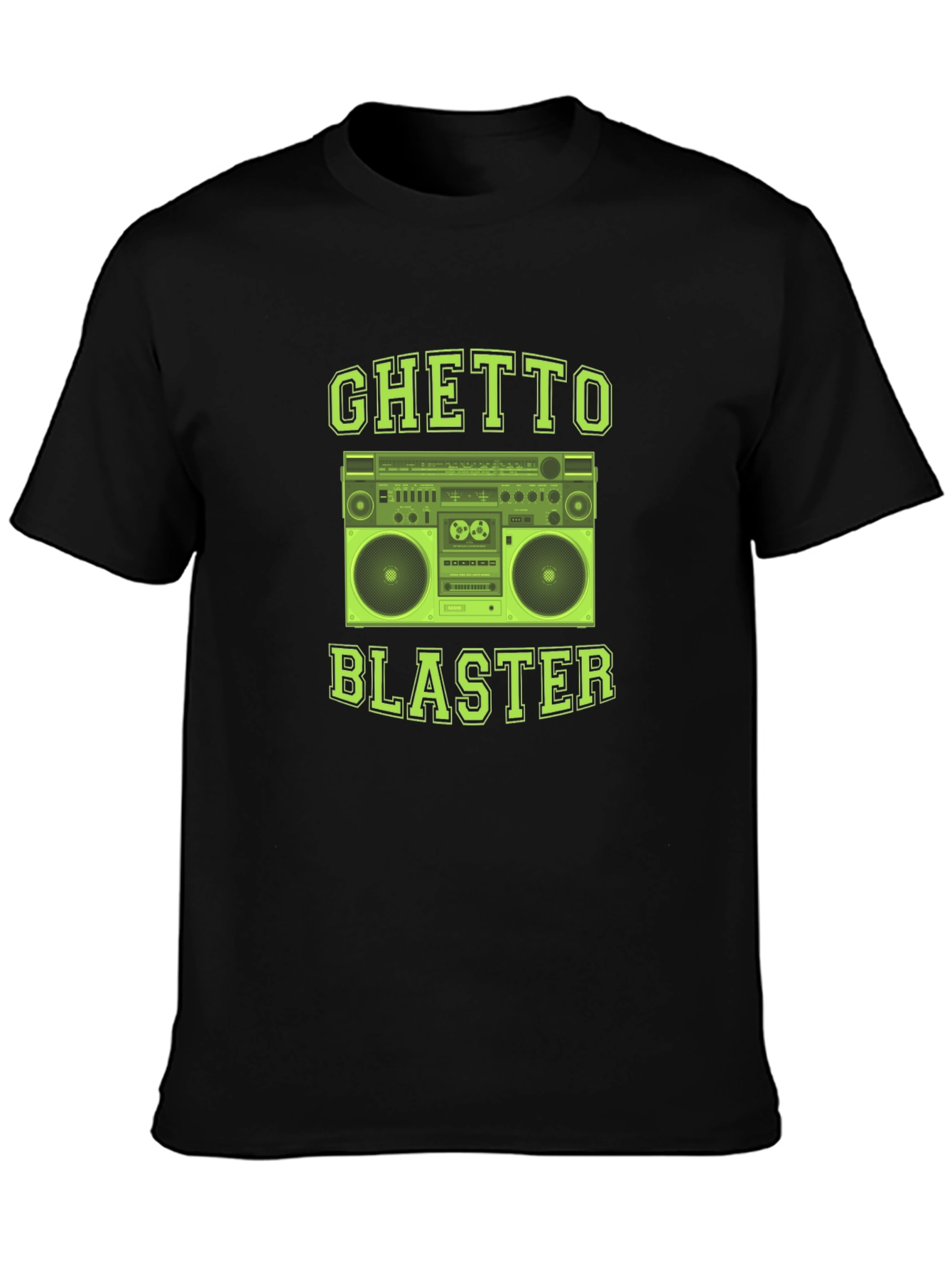 Black Ghetto Blaster Graphic Tee - Retro Boombox T-Shirt view 3