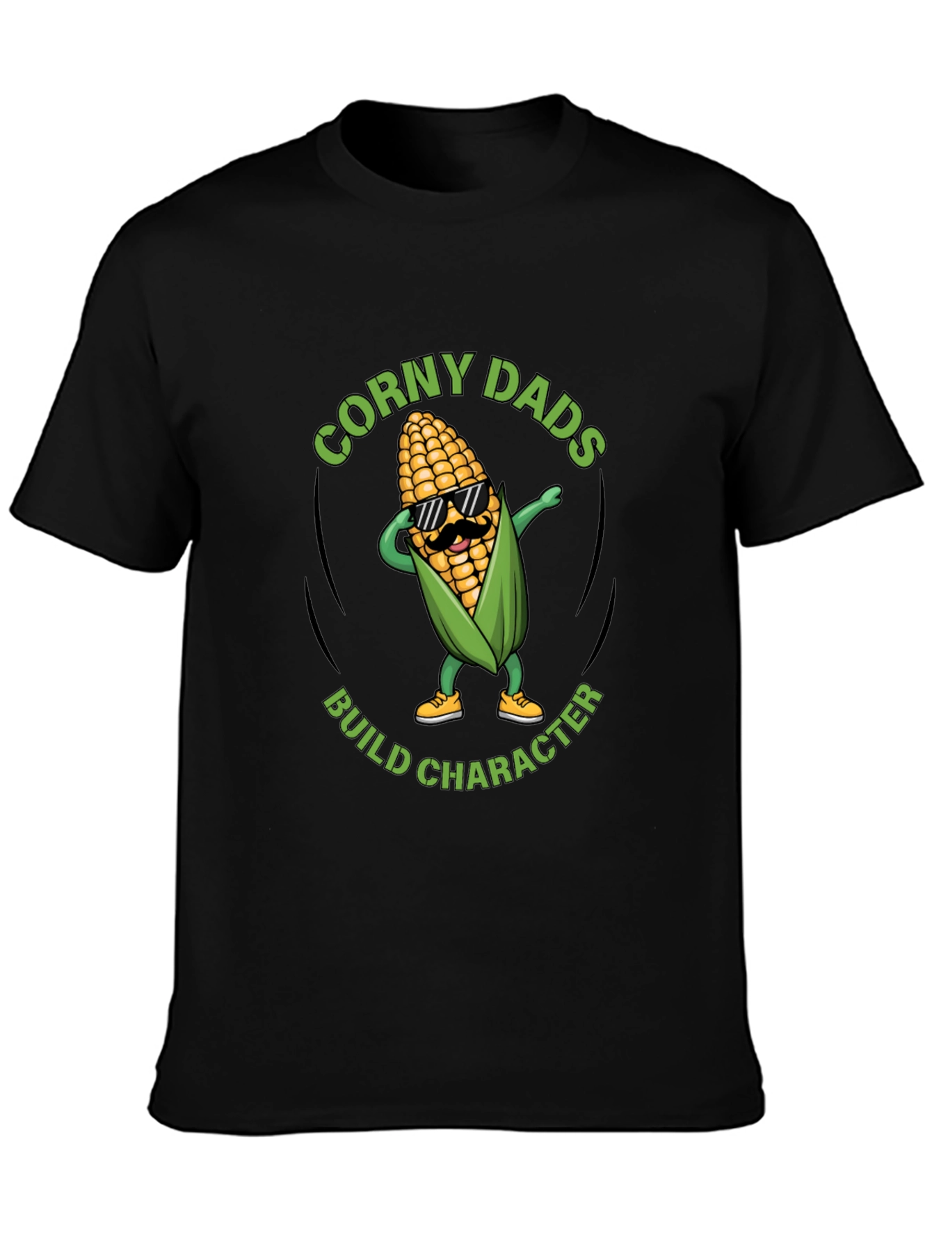 Black Corny Dads Build Character T-Shirt view 3
